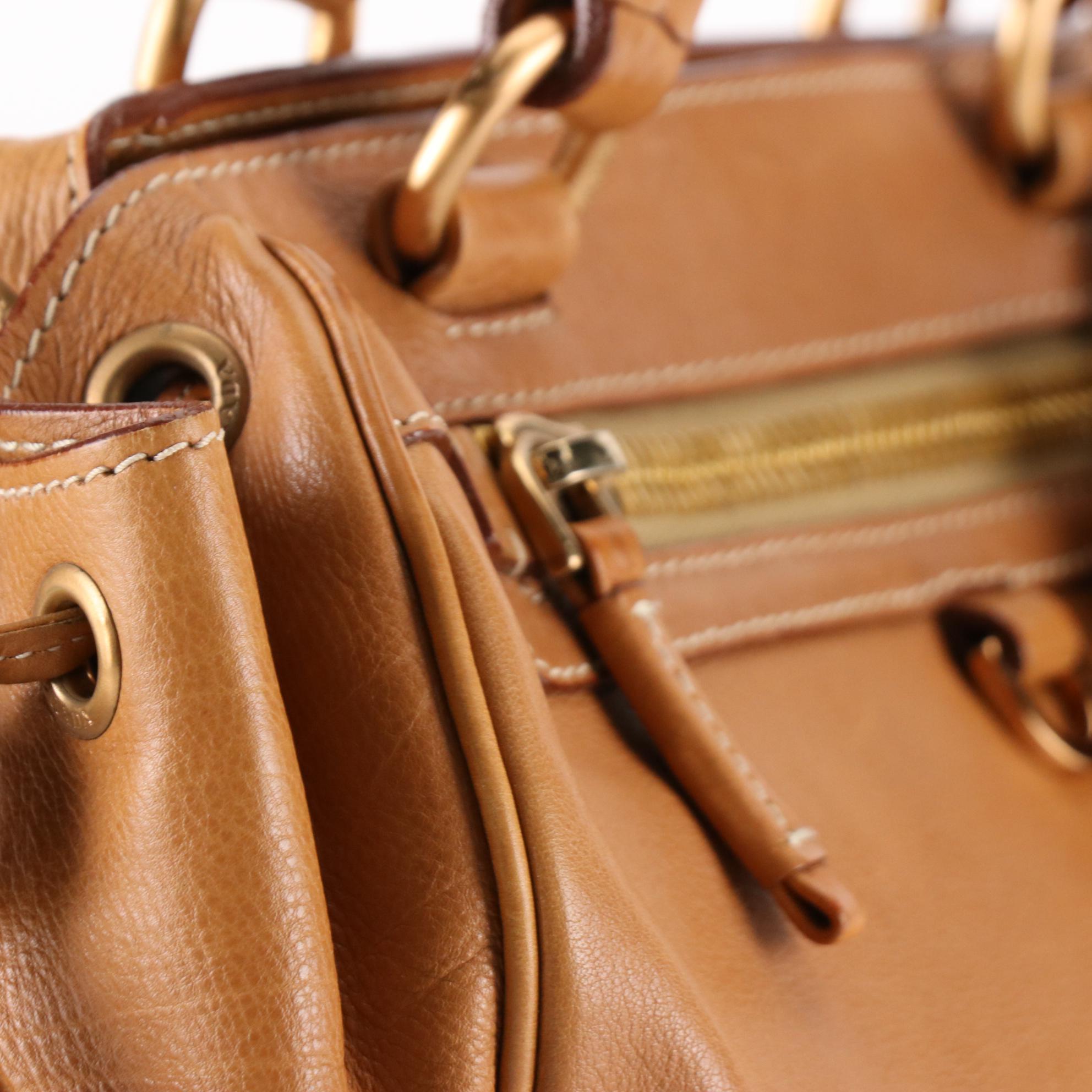 Prada Leather Shoulder Bag with Drawstring Tassel Sides