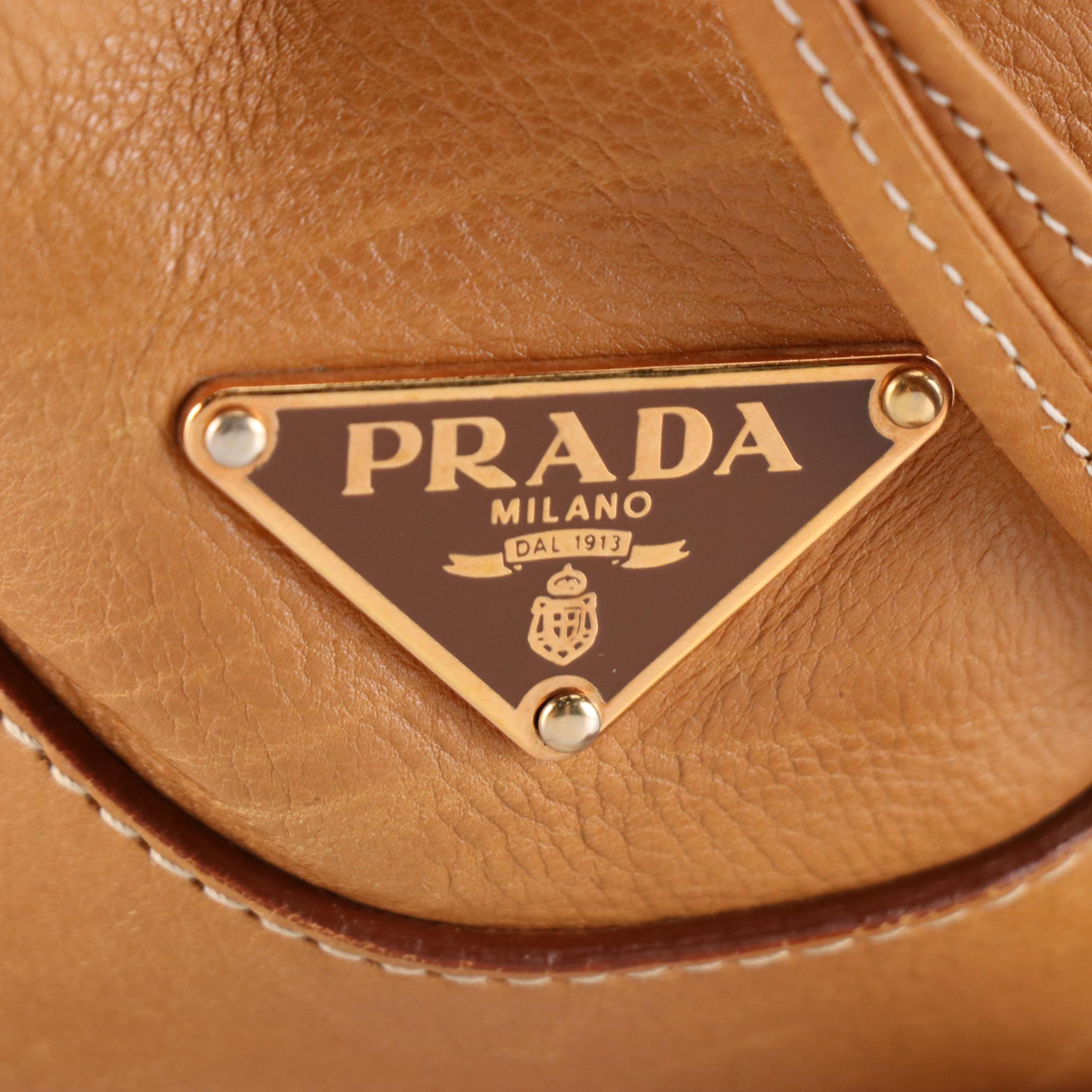 Prada Leather Shoulder Bag with Drawstring Tassel Sides