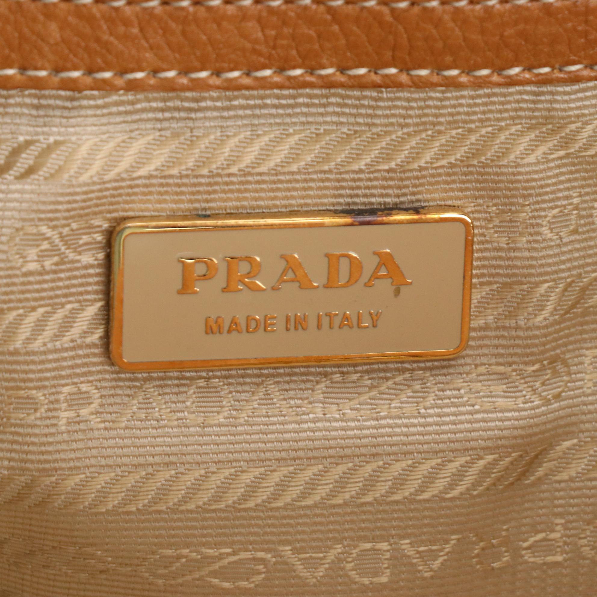 Prada Leather Shoulder Bag with Drawstring Tassel Sides