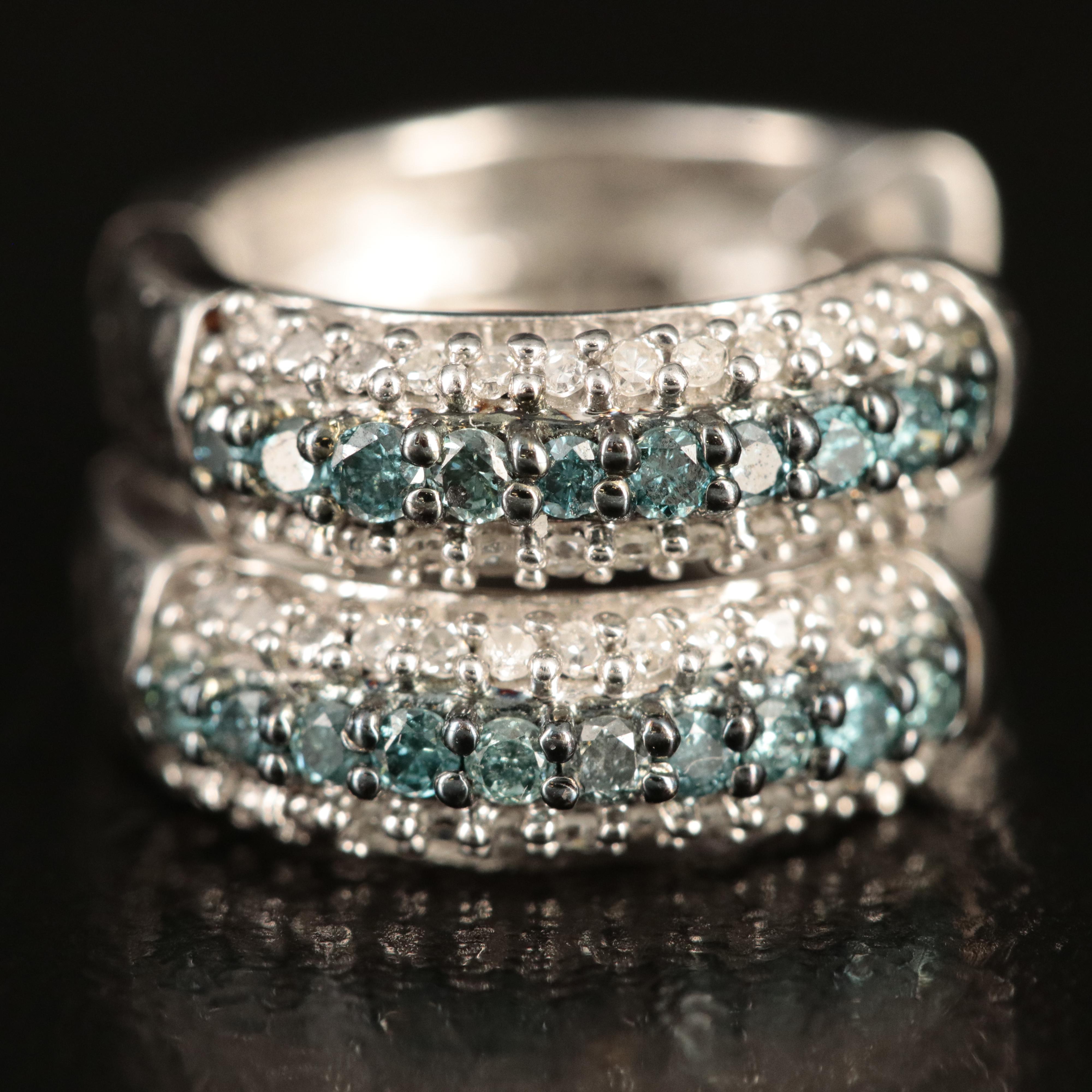 Sterling Silver Diamond Huggie Hoop Earrings