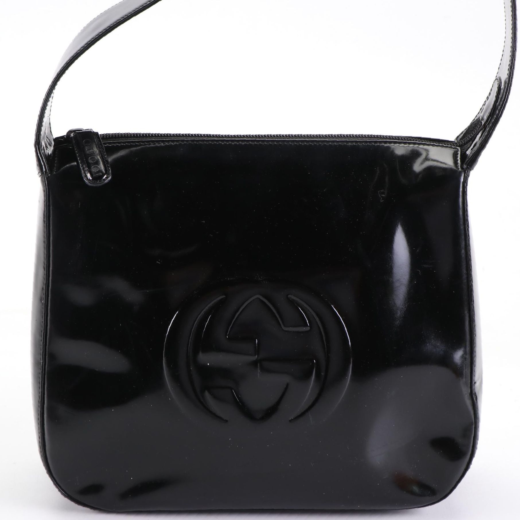 Gucci Glazed Leather Shoulder Bag in Interlocking GG Logo