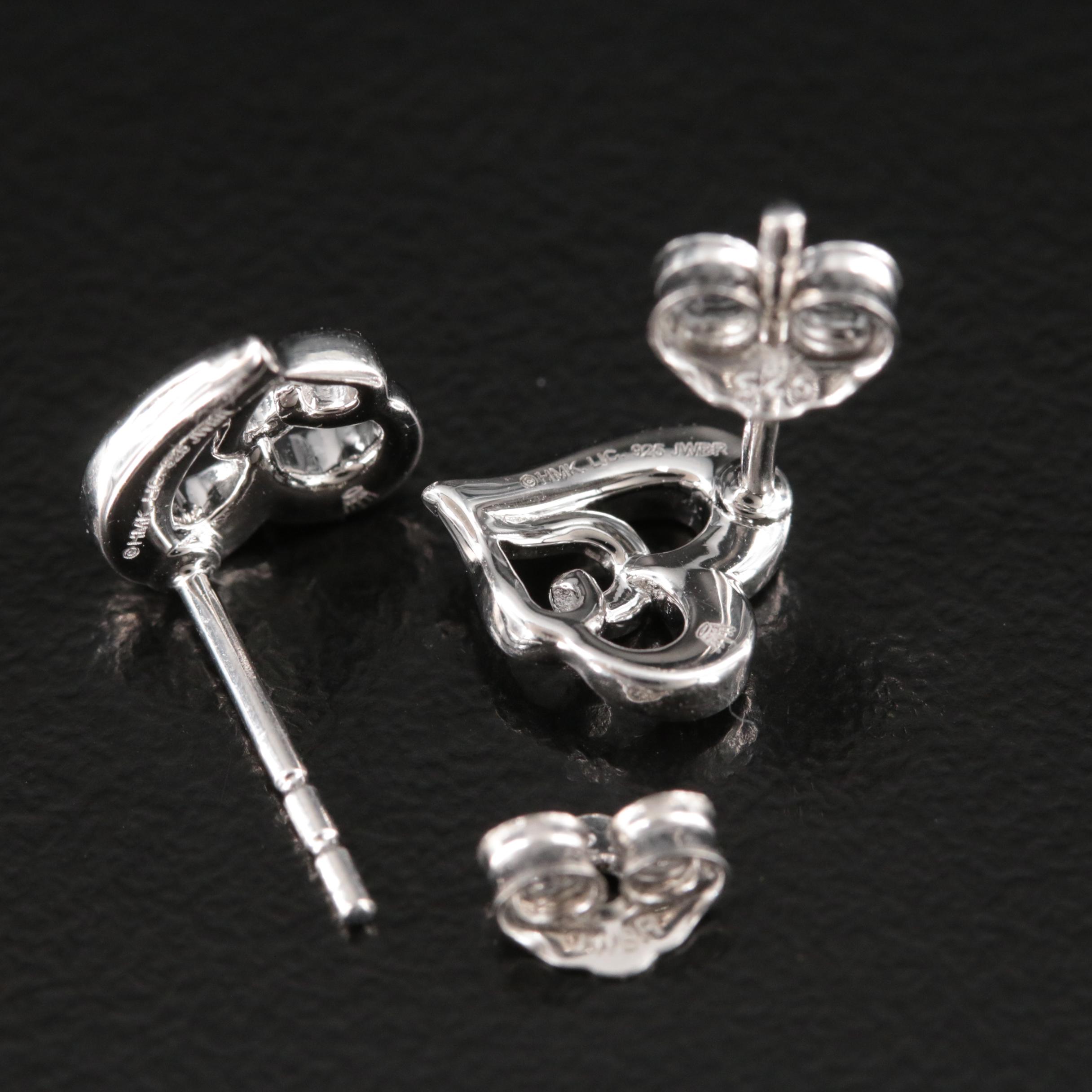 Hallmark Sterling Diamond Double Heart Stud Earrings