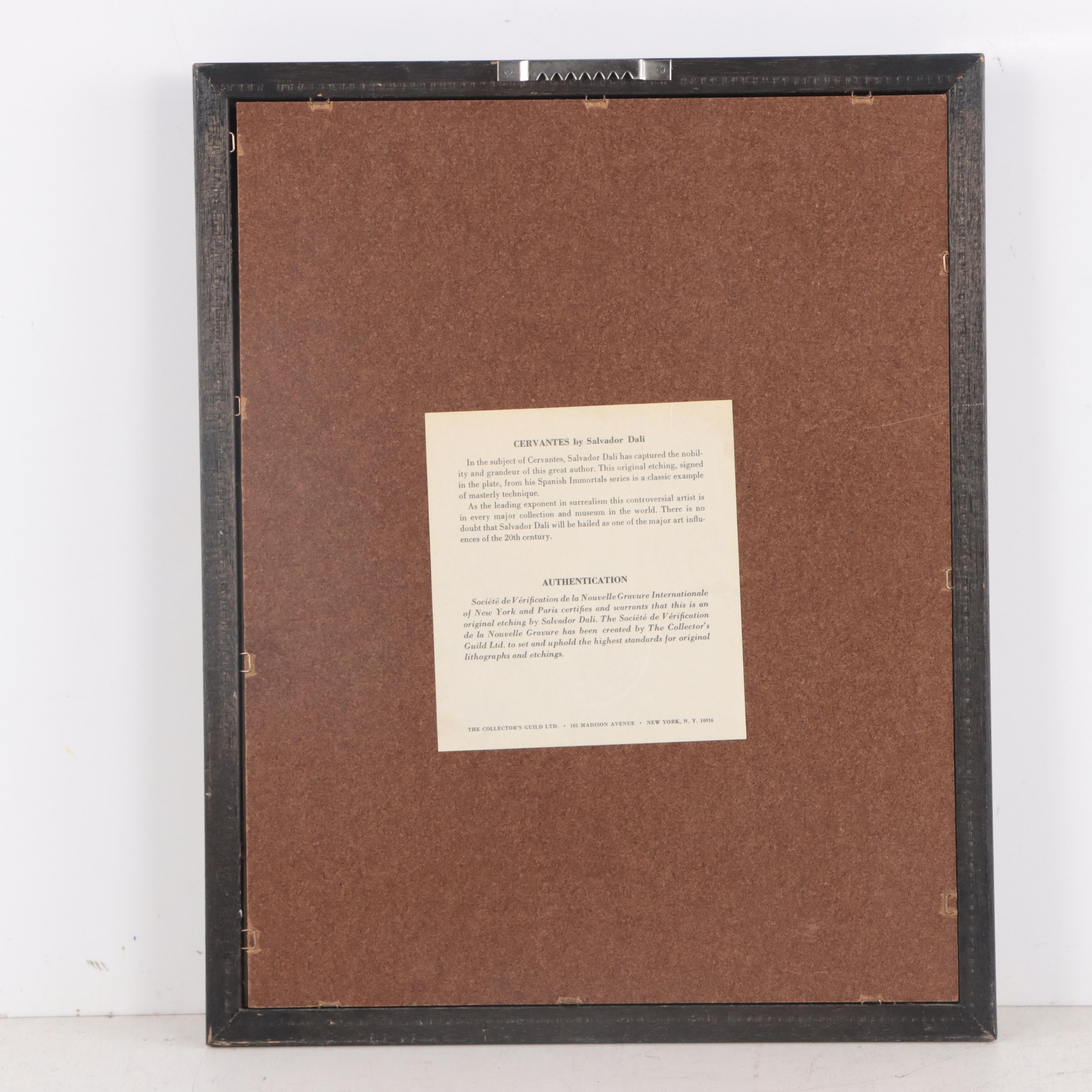 Salvador Dalí Restrike Etching "Cervantes"
