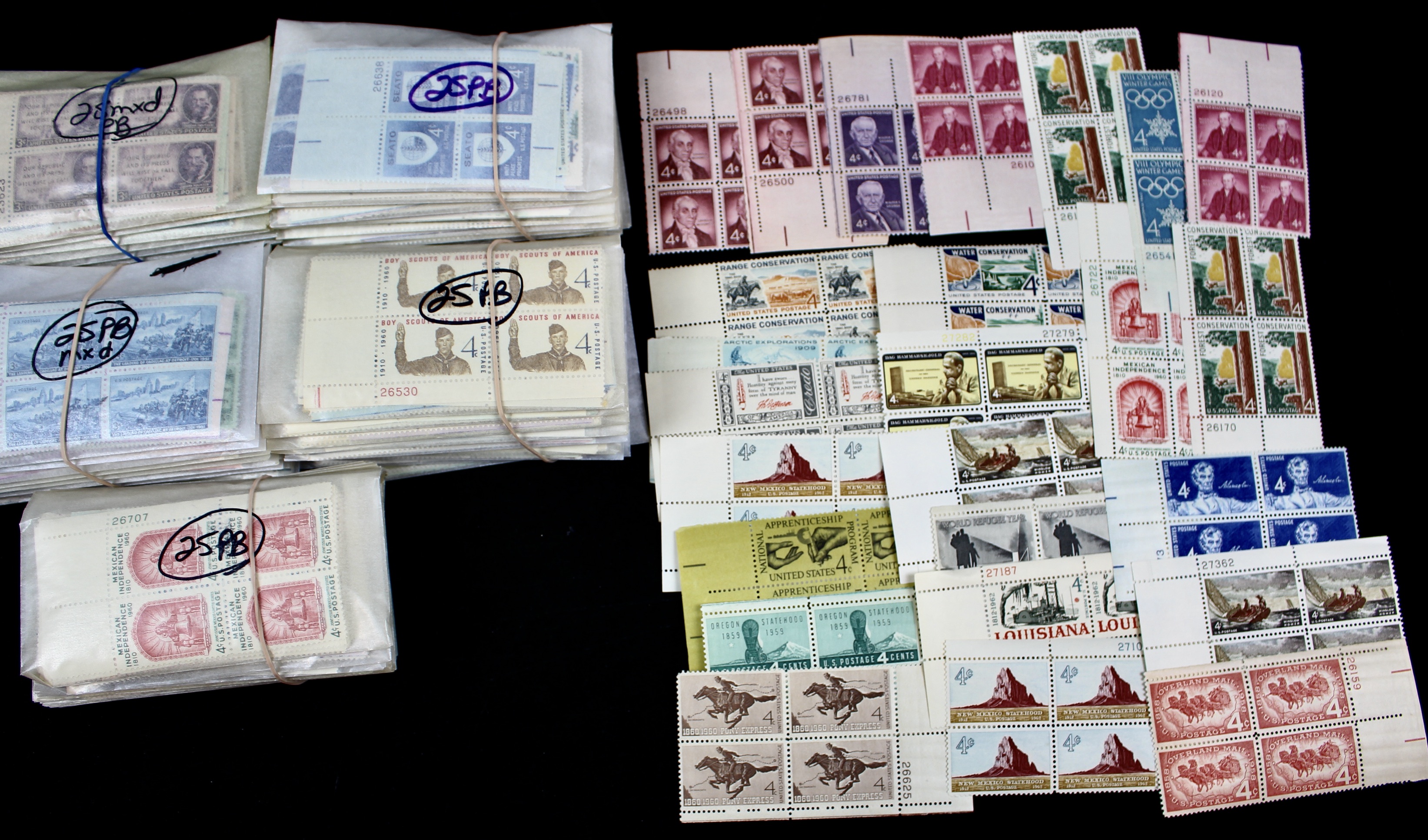 1,250 U.S. Postage Stamp Plate Blocks
