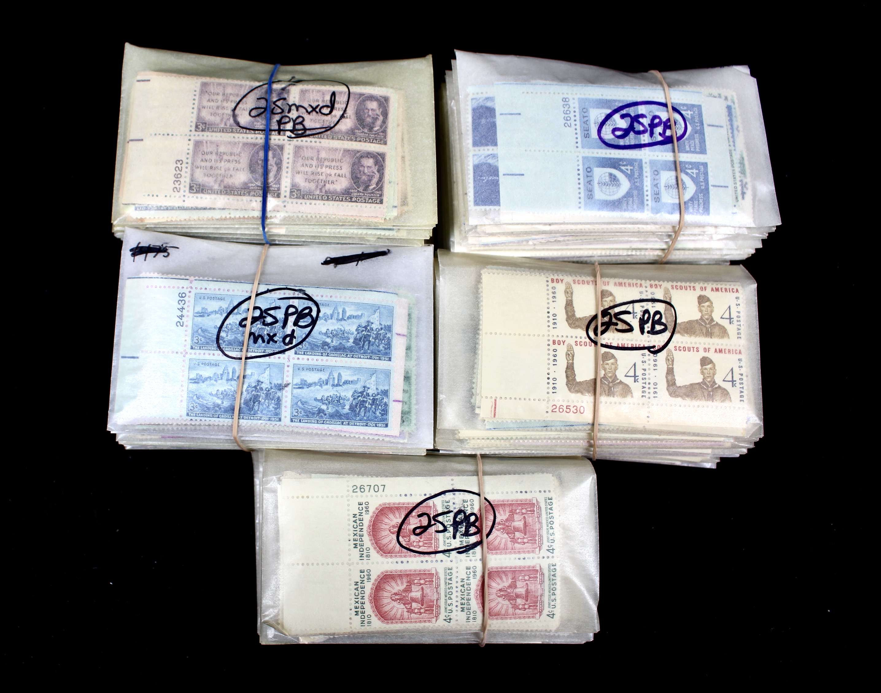 1,250 U.S. Postage Stamp Plate Blocks
