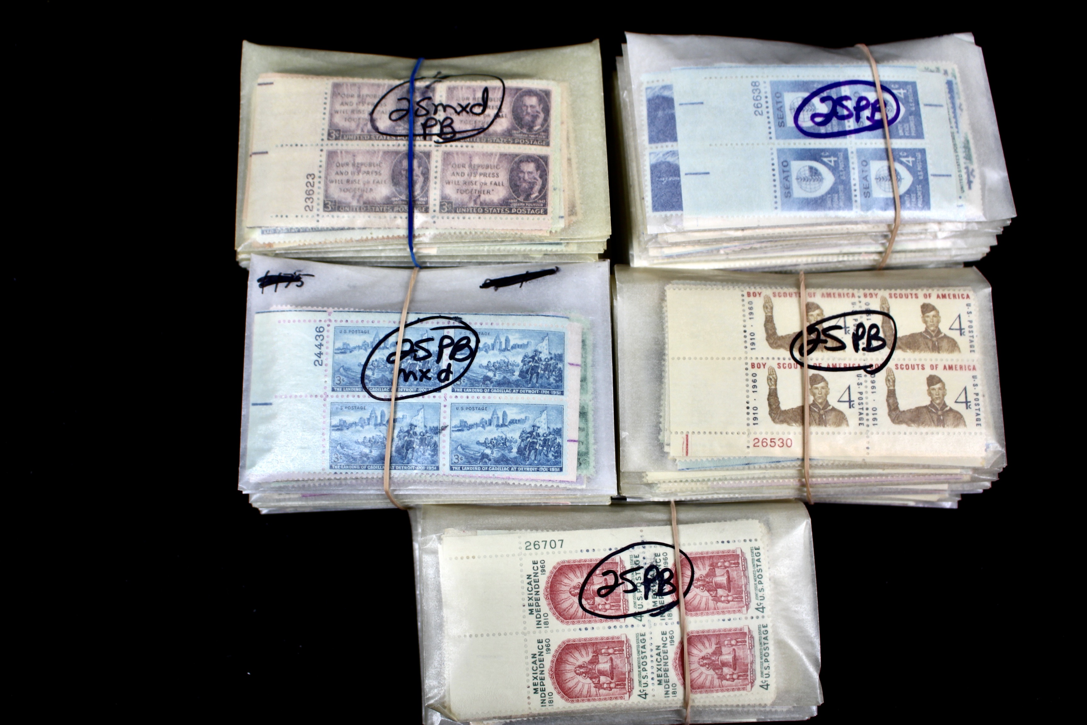 1,250 U.S. Postage Stamp Plate Blocks