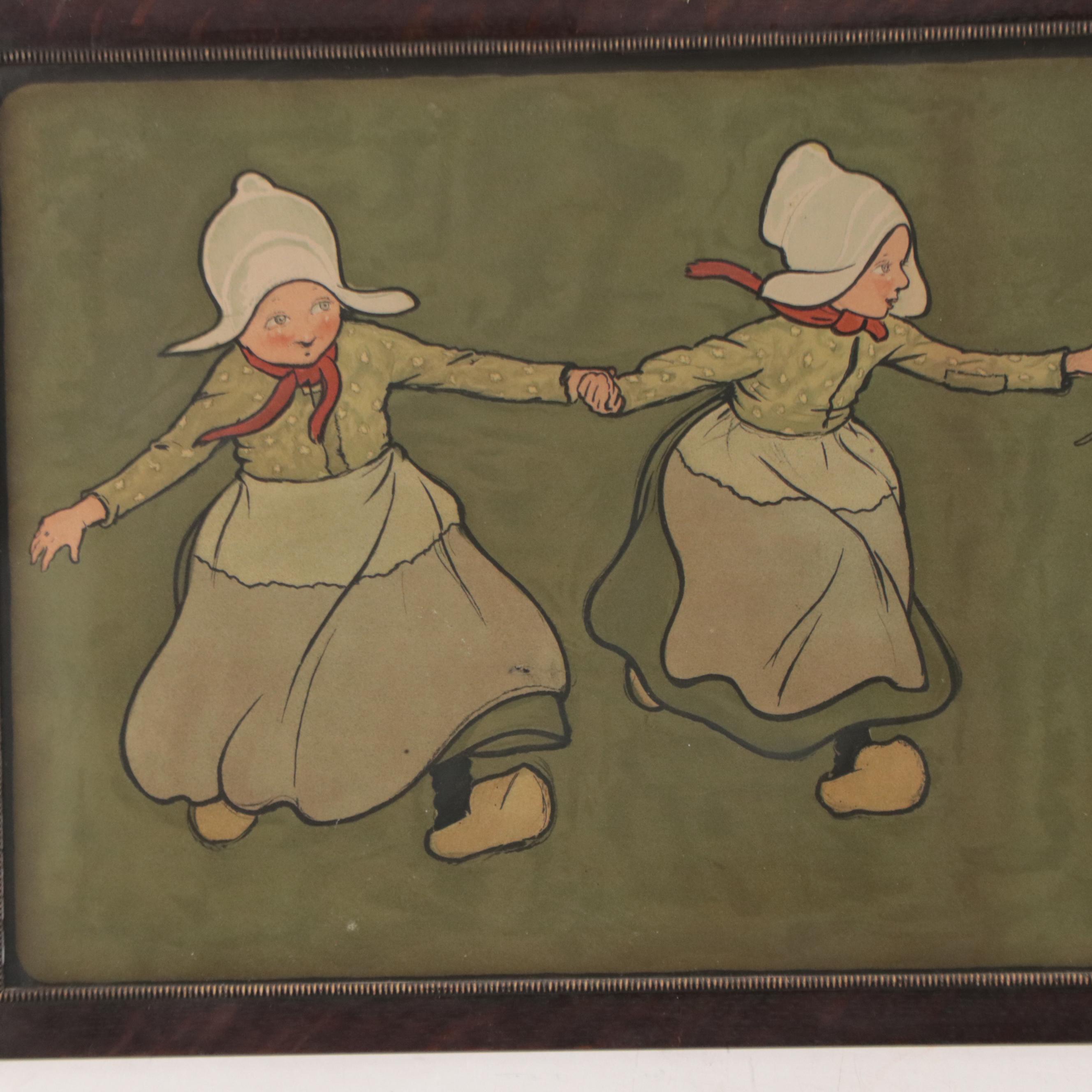 Cecil Aldin Lithograph of Dutch Children