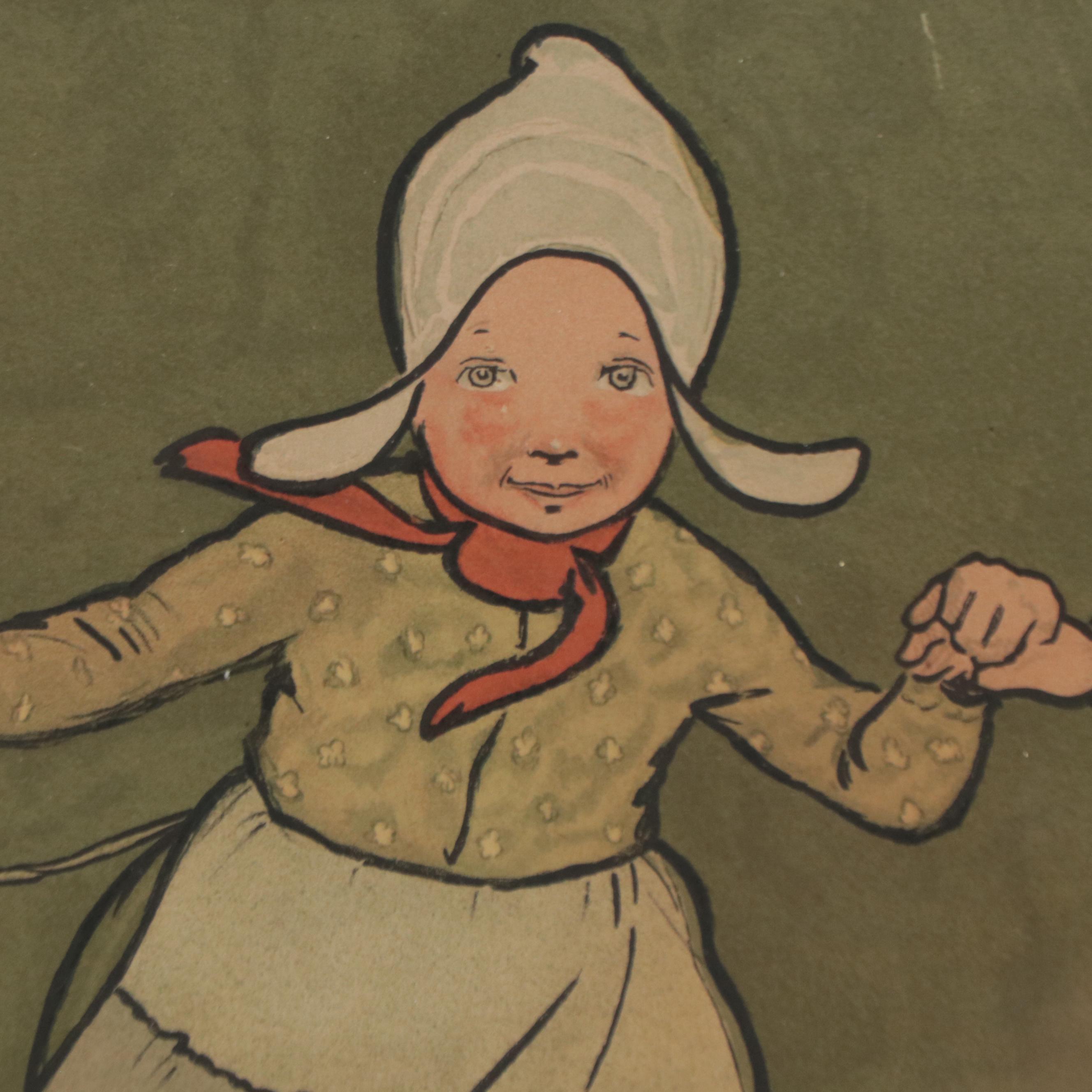 Cecil Aldin Lithograph of Dutch Children