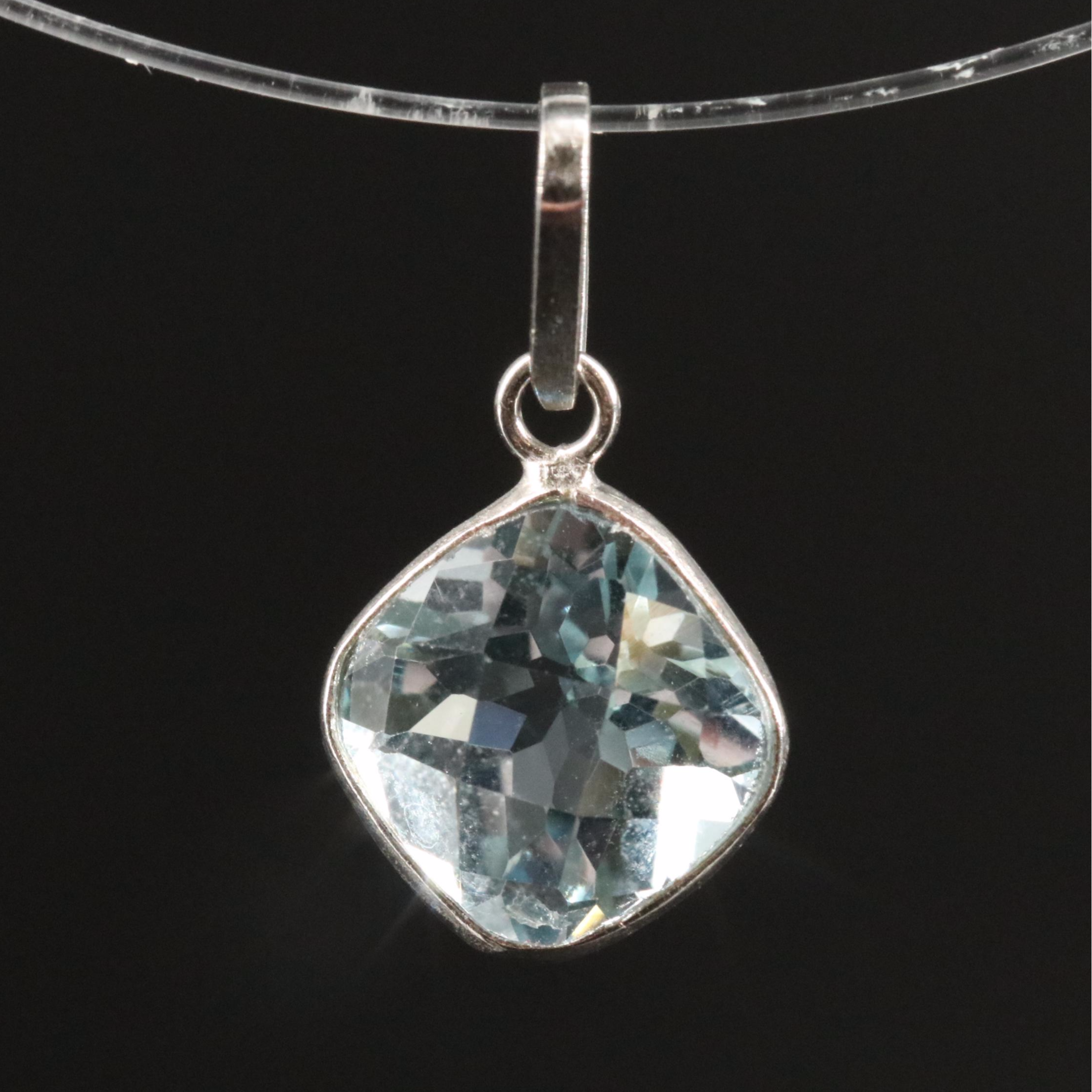 14K Blue Topaz Pendant