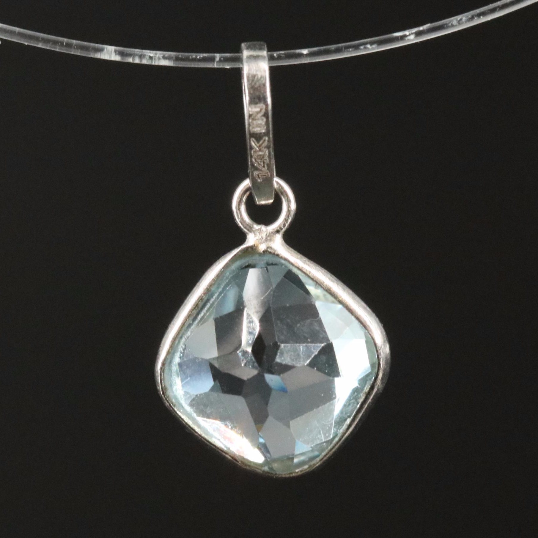 14K Blue Topaz Pendant