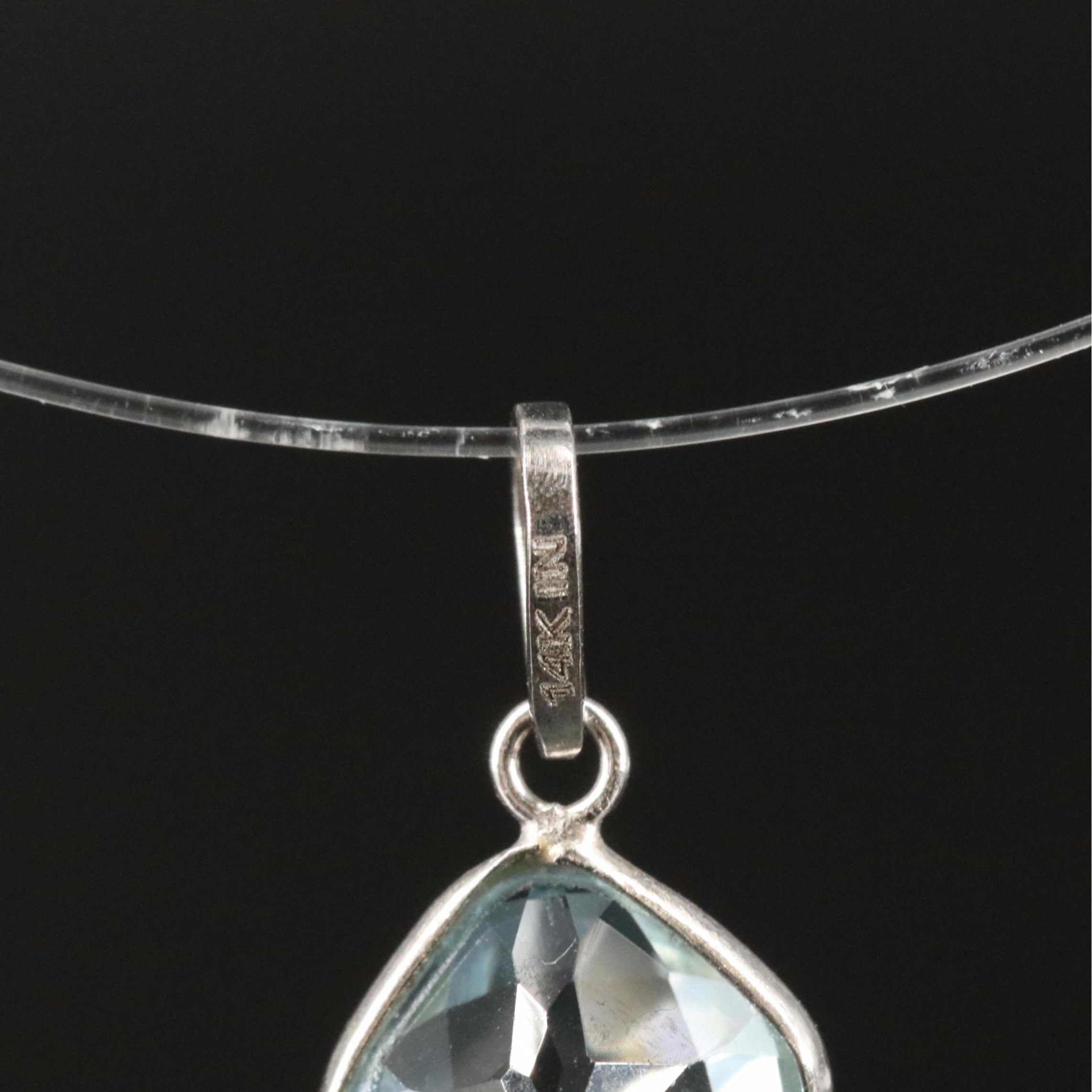 14K Blue Topaz Pendant