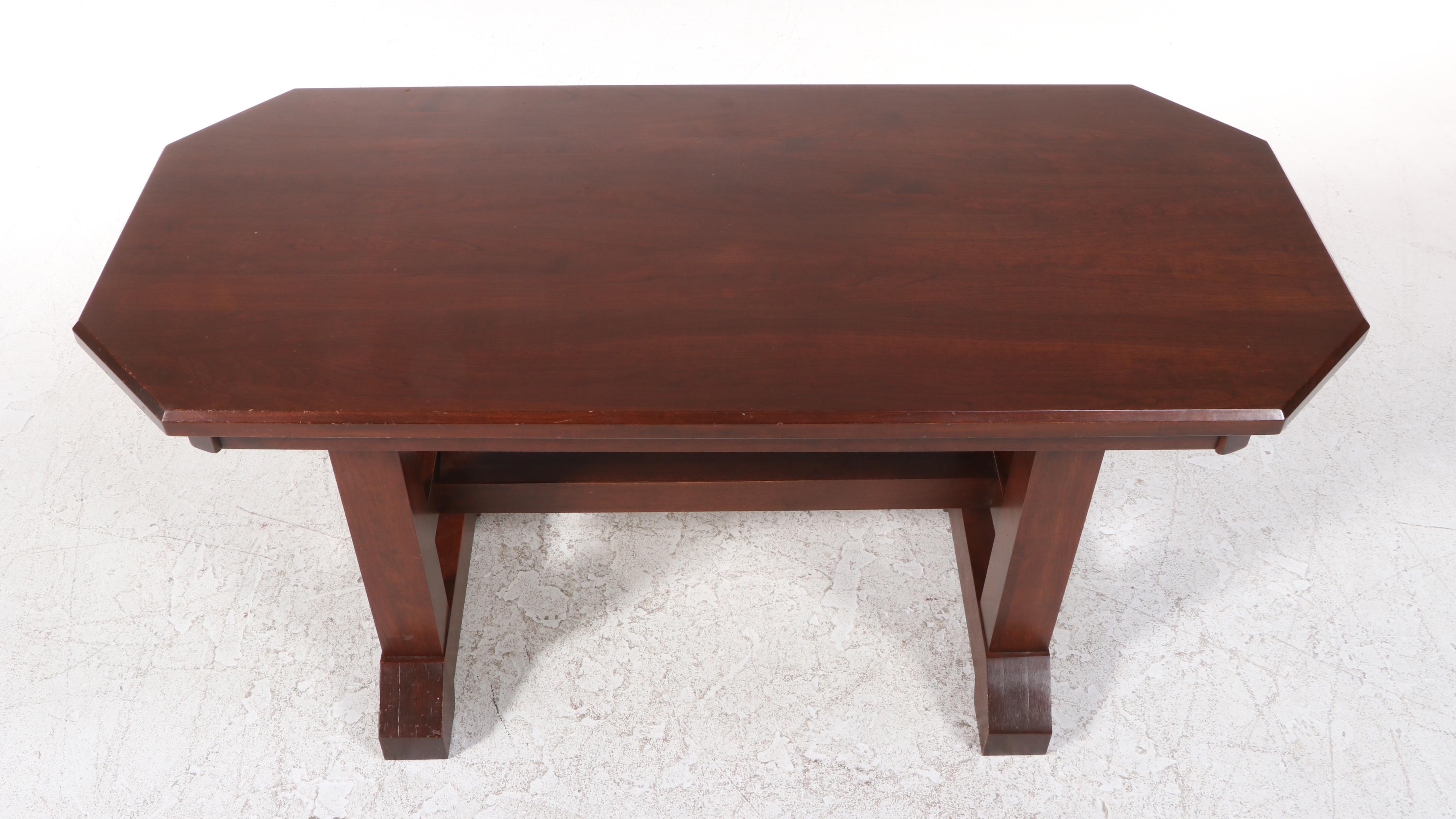 Arts and Crafts Style Cherrywood Trestle Table