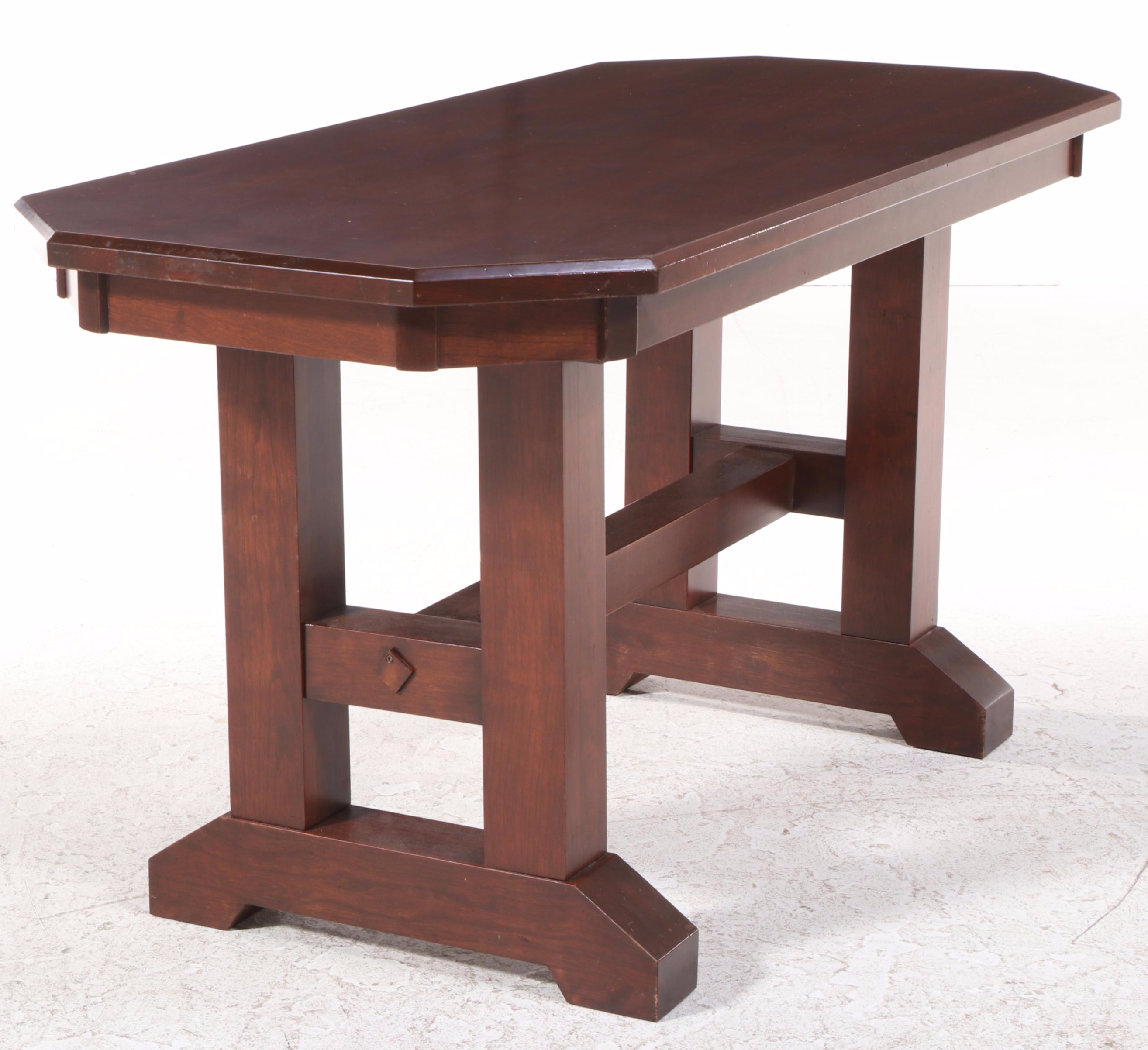 Arts and Crafts Style Cherrywood Trestle Table