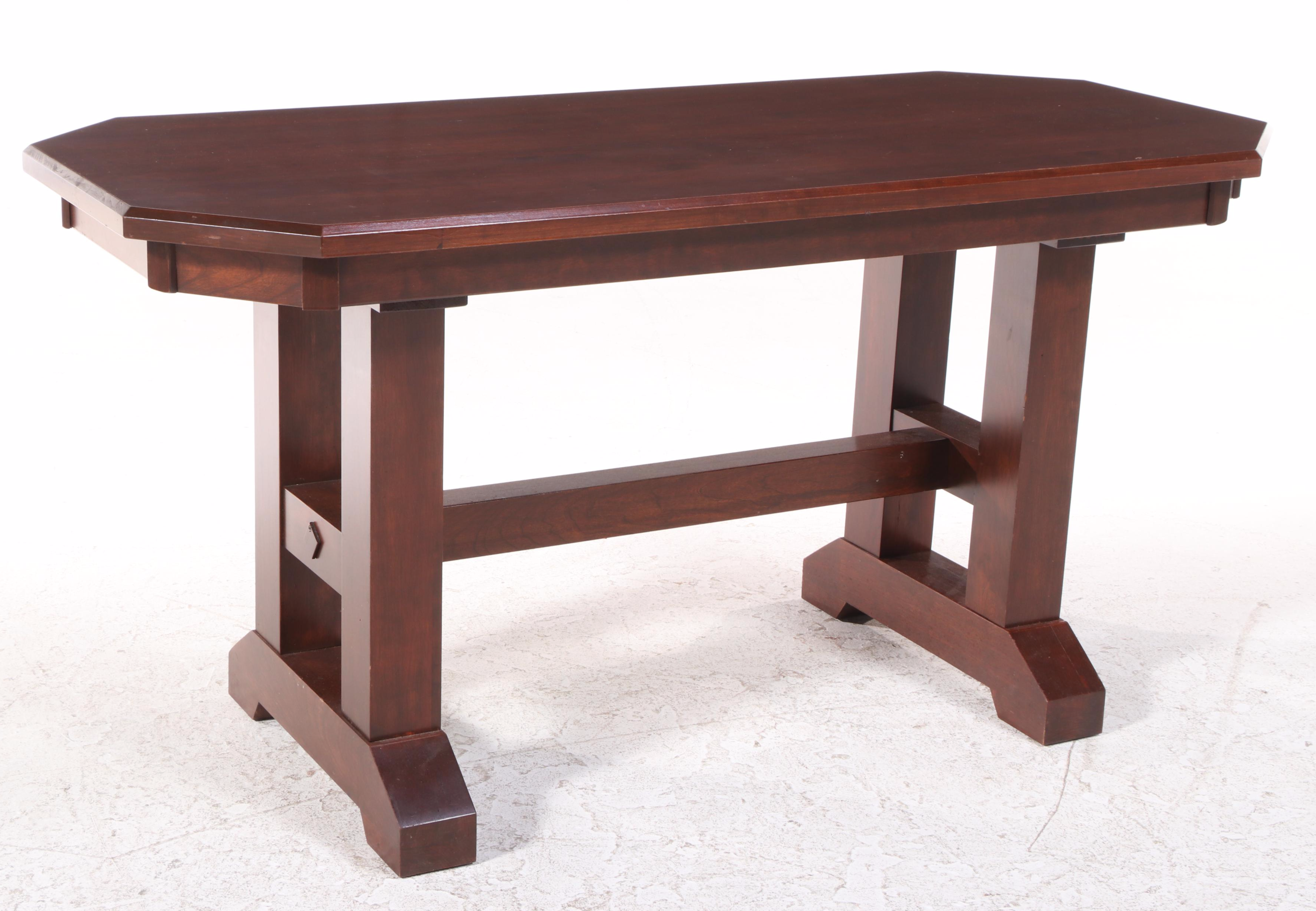 Arts and Crafts Style Cherrywood Trestle Table