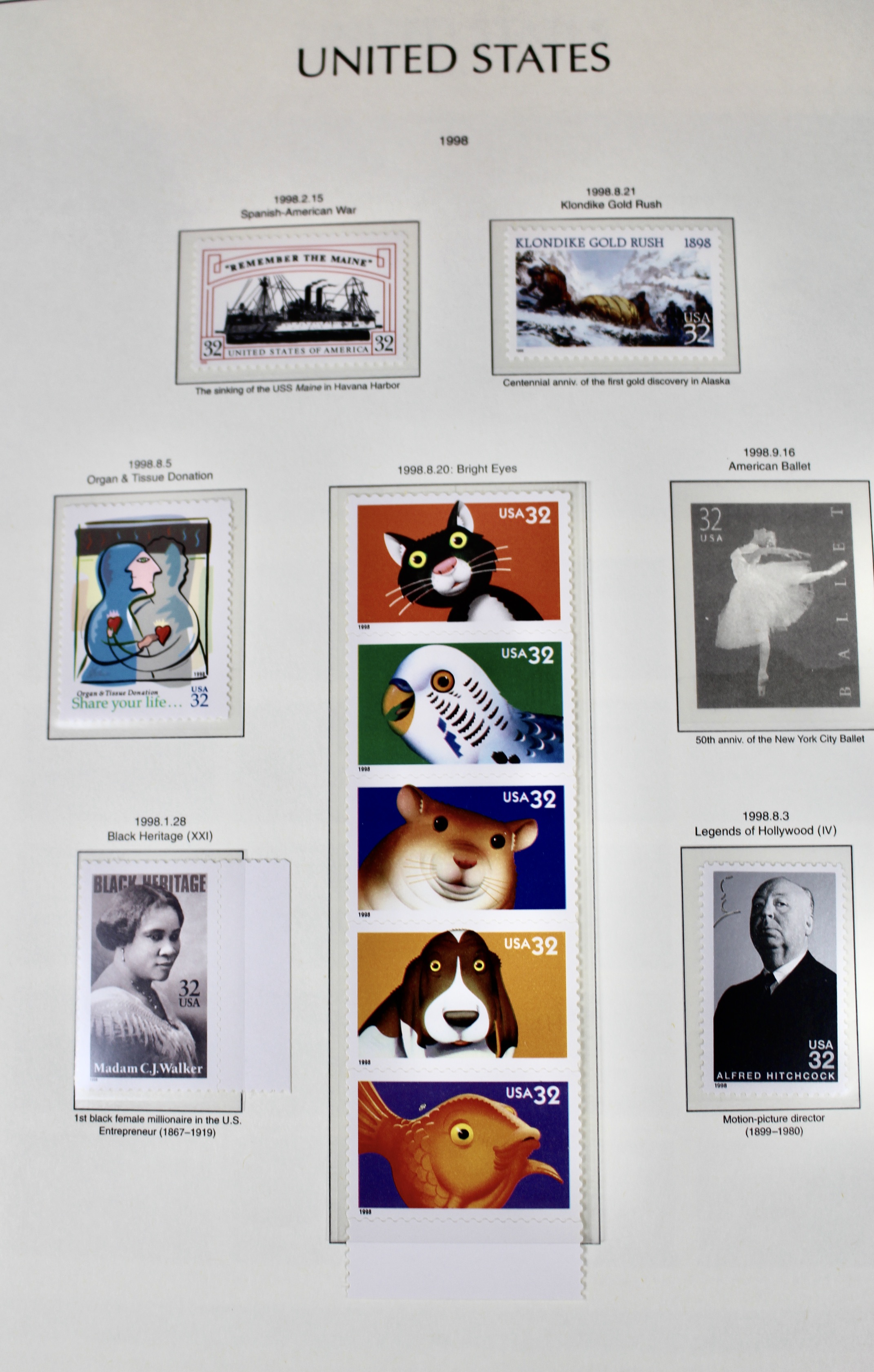 Mint Condition U.S. Postage Stamp Collection in Hingeless Album