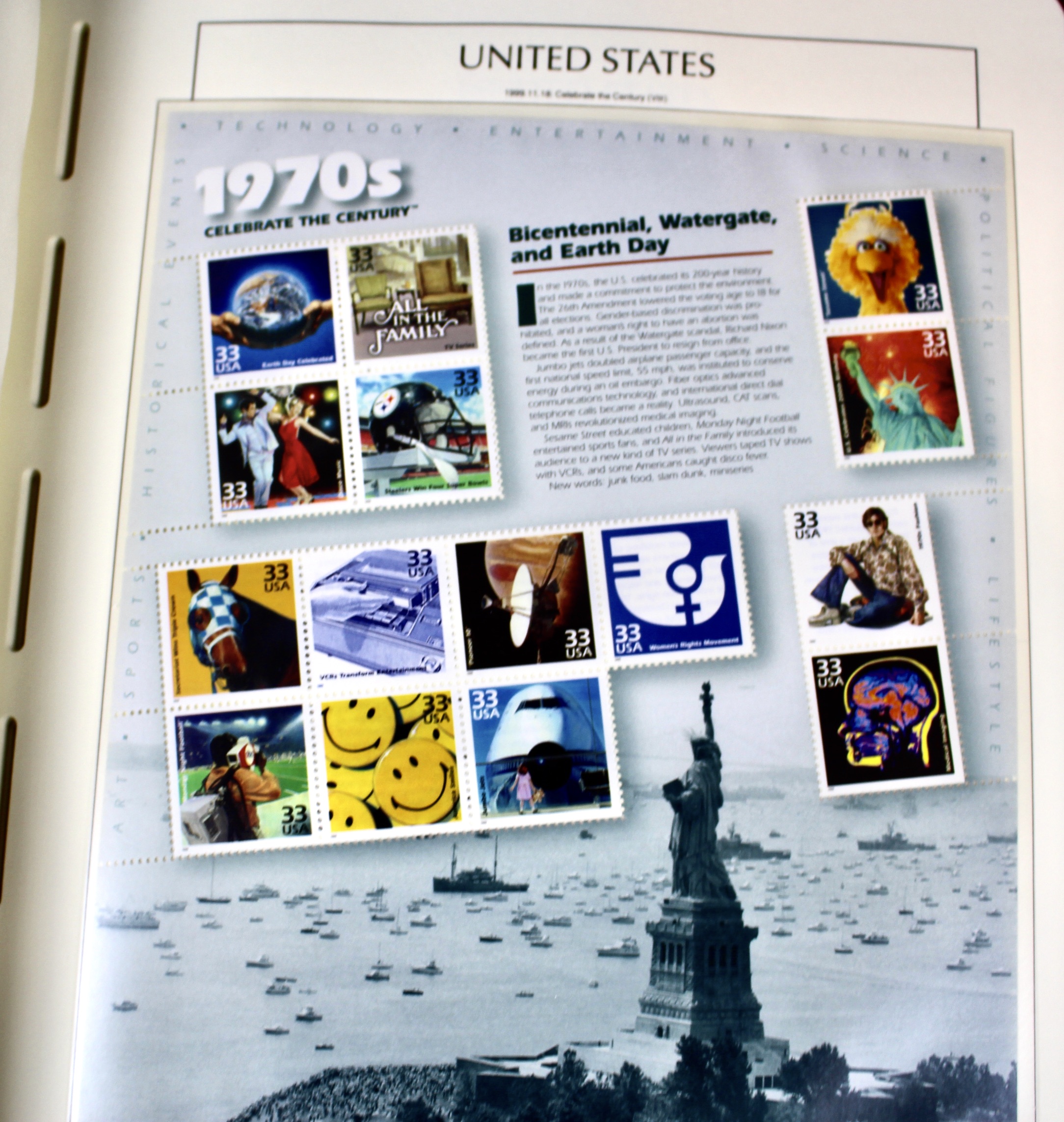 Mint Condition U.S. Postage Stamp Collection in Hingeless Album