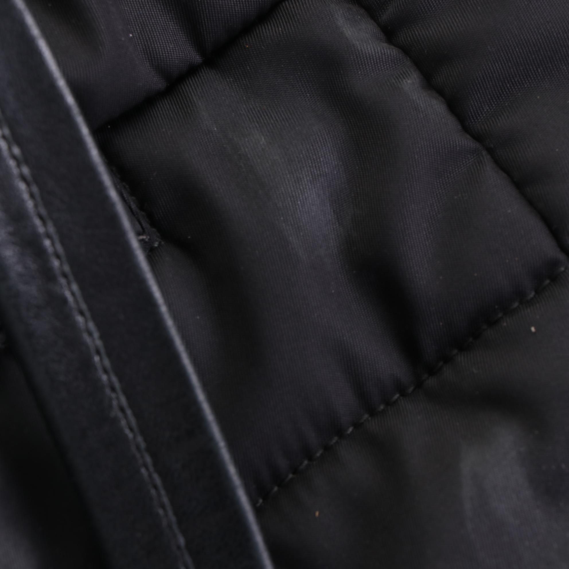 Prada Tote in Black Quilted Tessuto Nylon and Leather