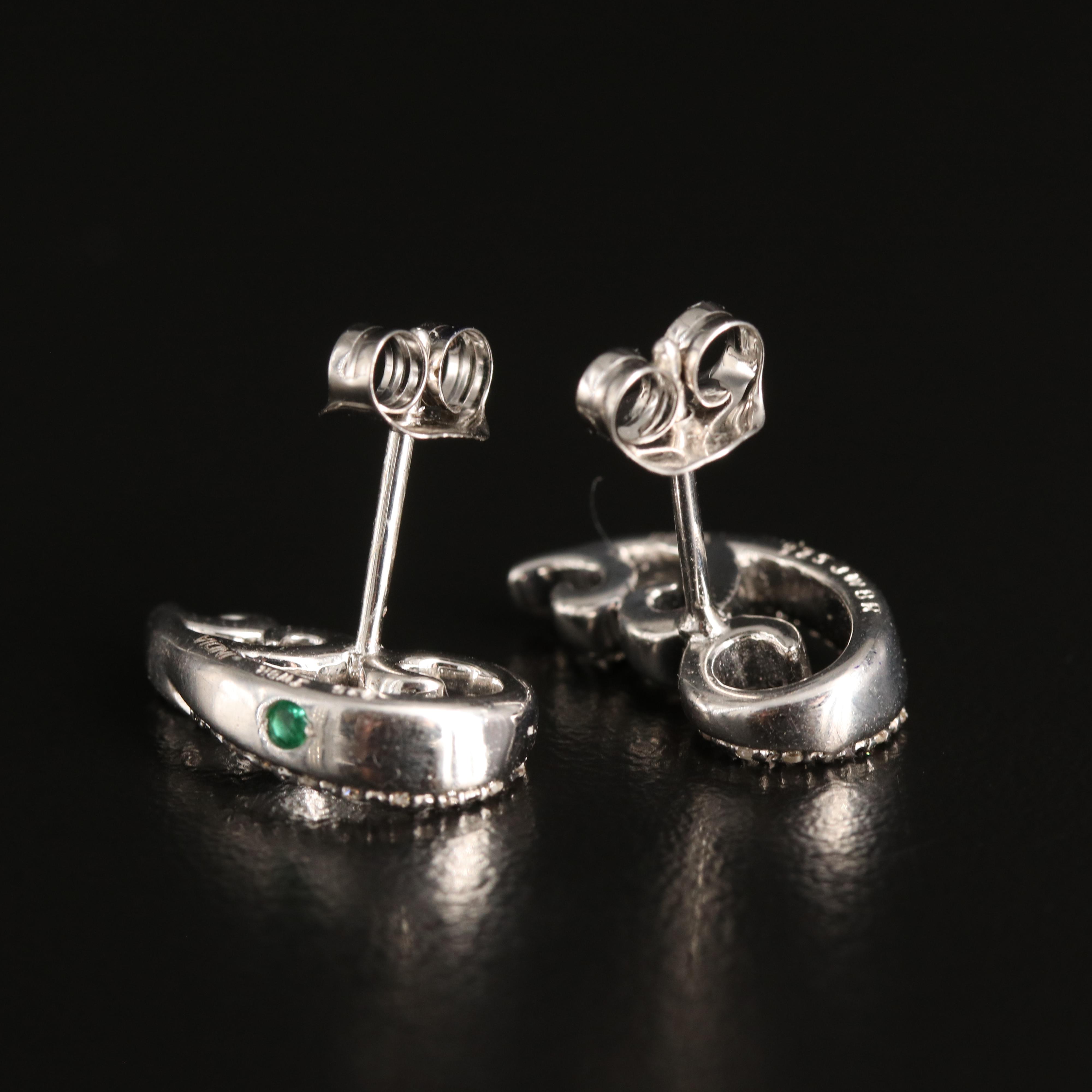 Sterling Diamond Scroll Earrings