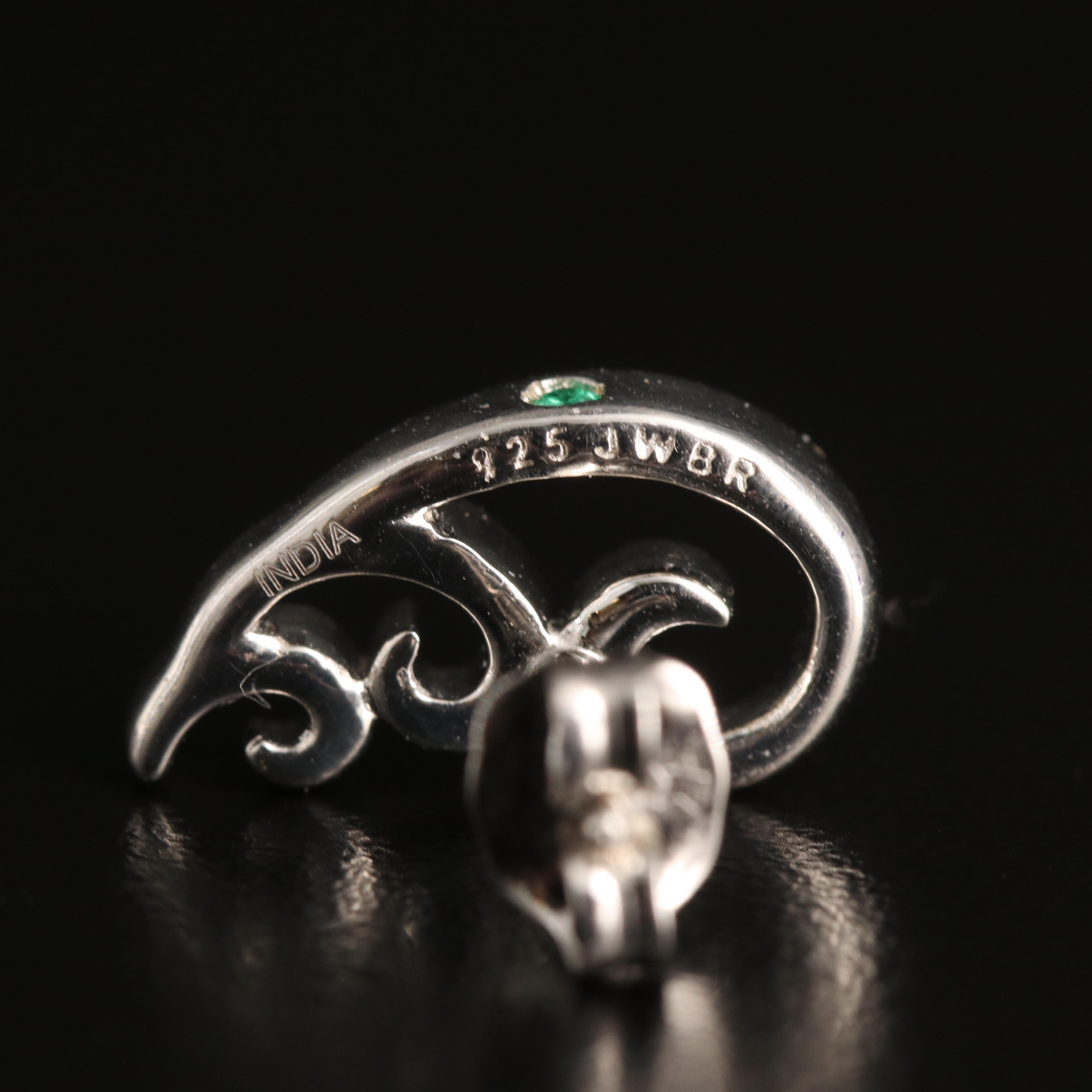 Sterling Diamond Scroll Earrings