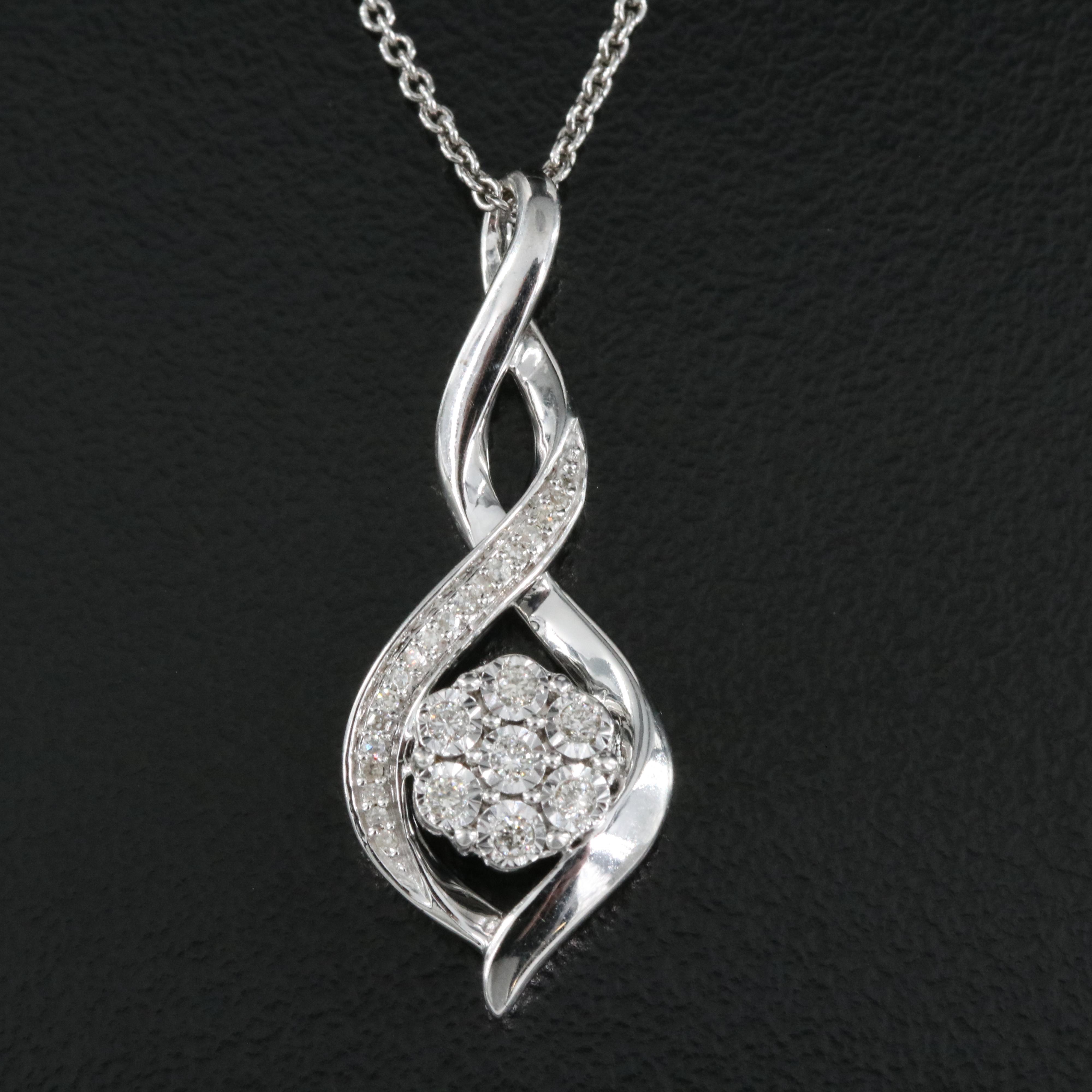 Sterling Diamond Pendant Necklace