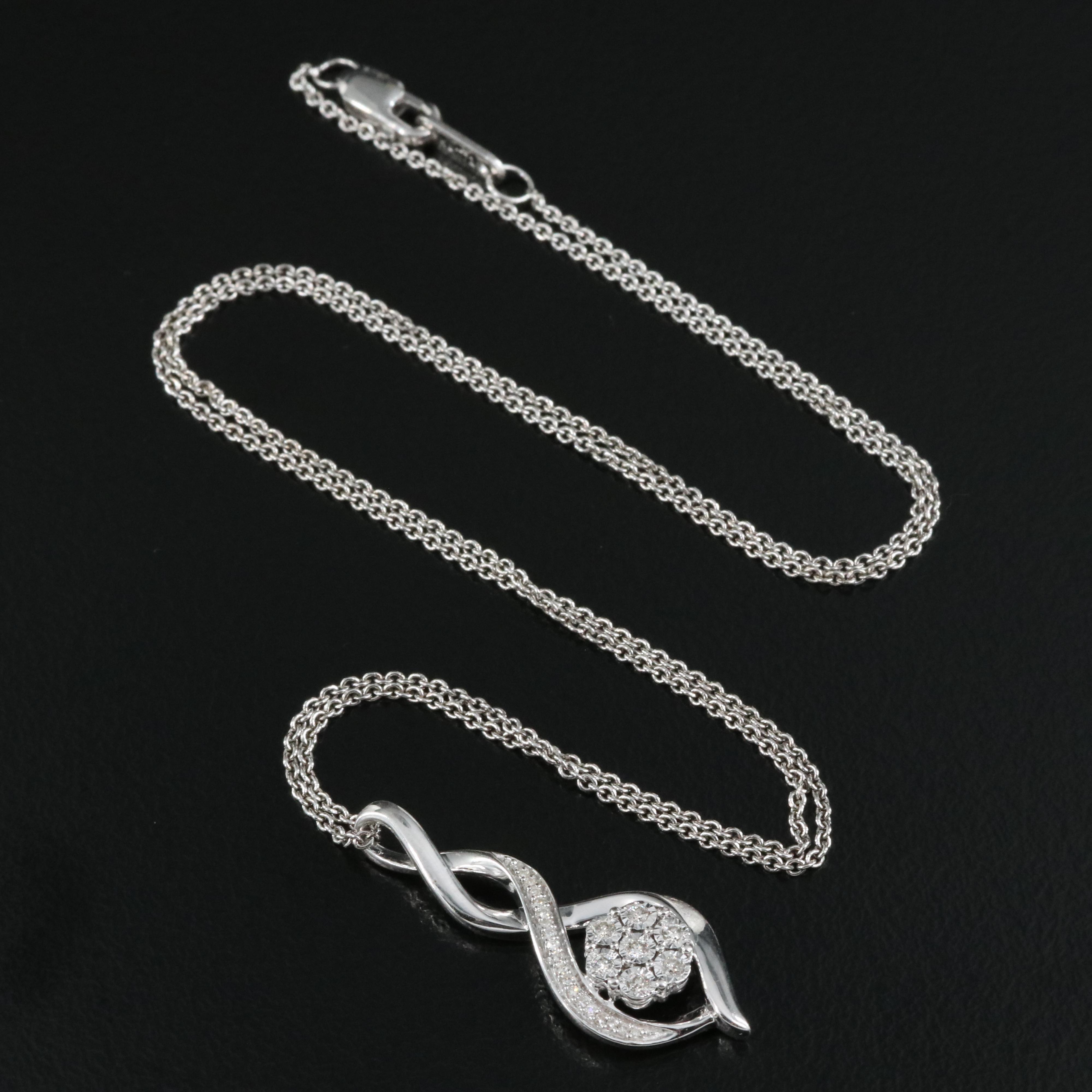 Sterling Diamond Pendant Necklace