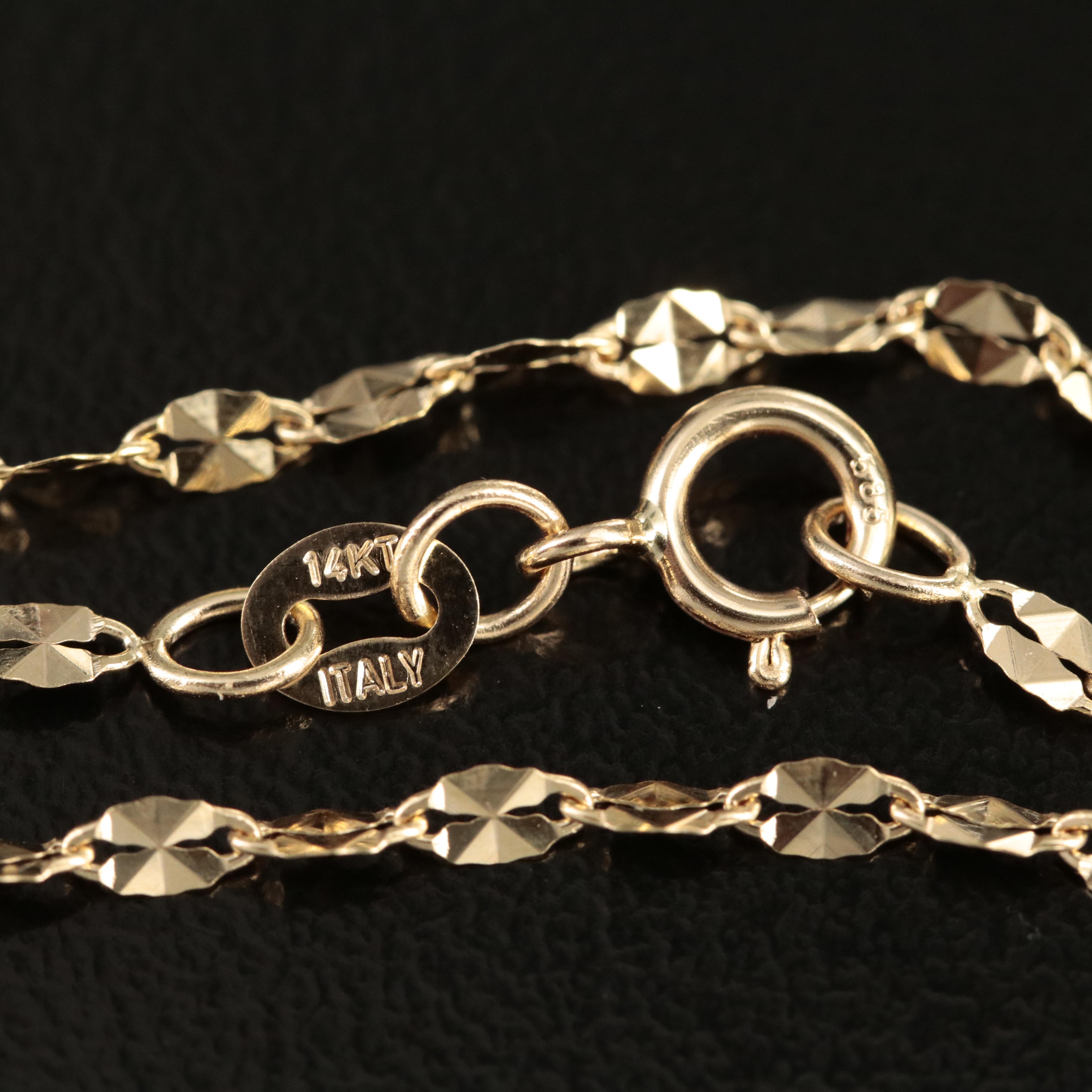 14K Mirror Link Necklace