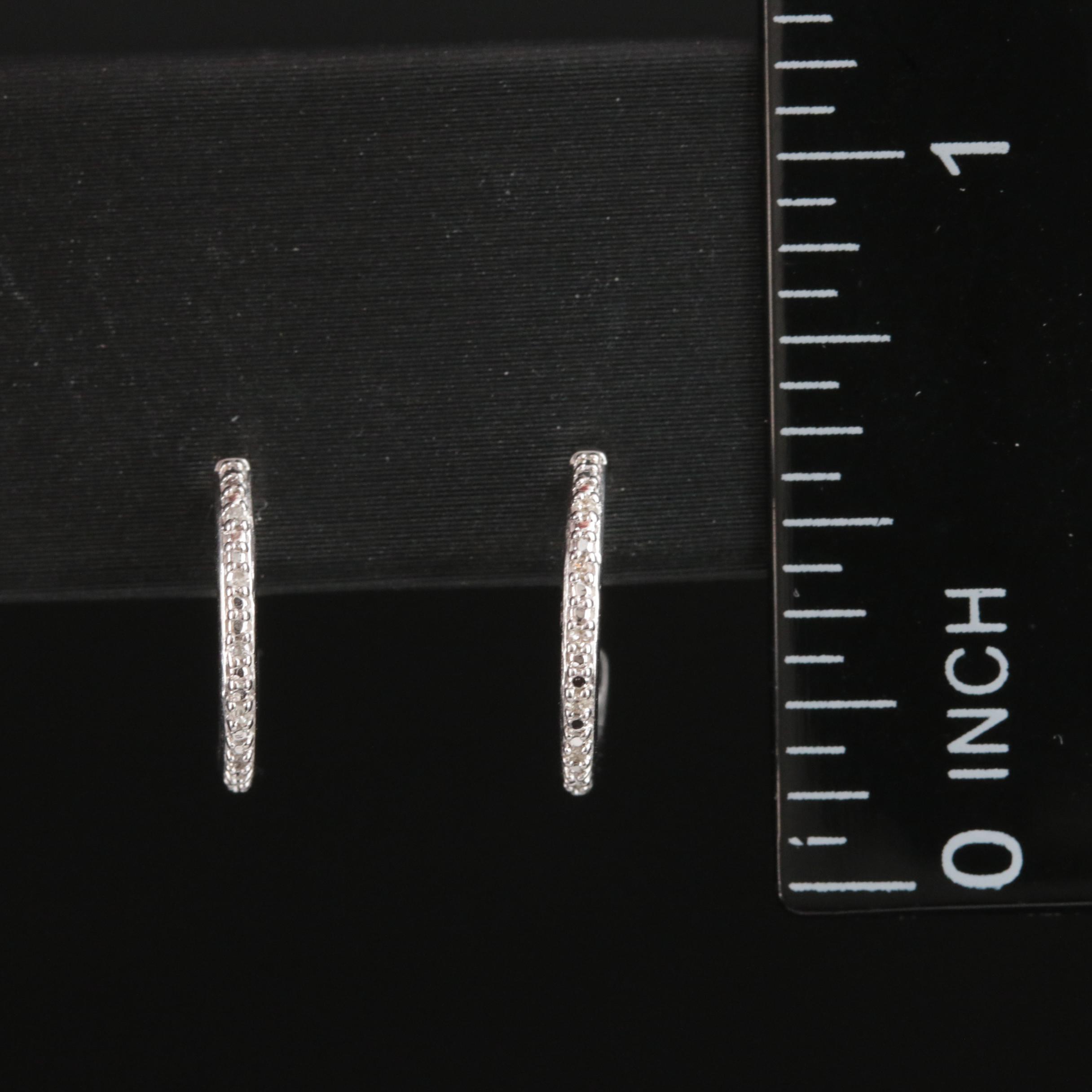 Sterling Diamond Hoop Earrings