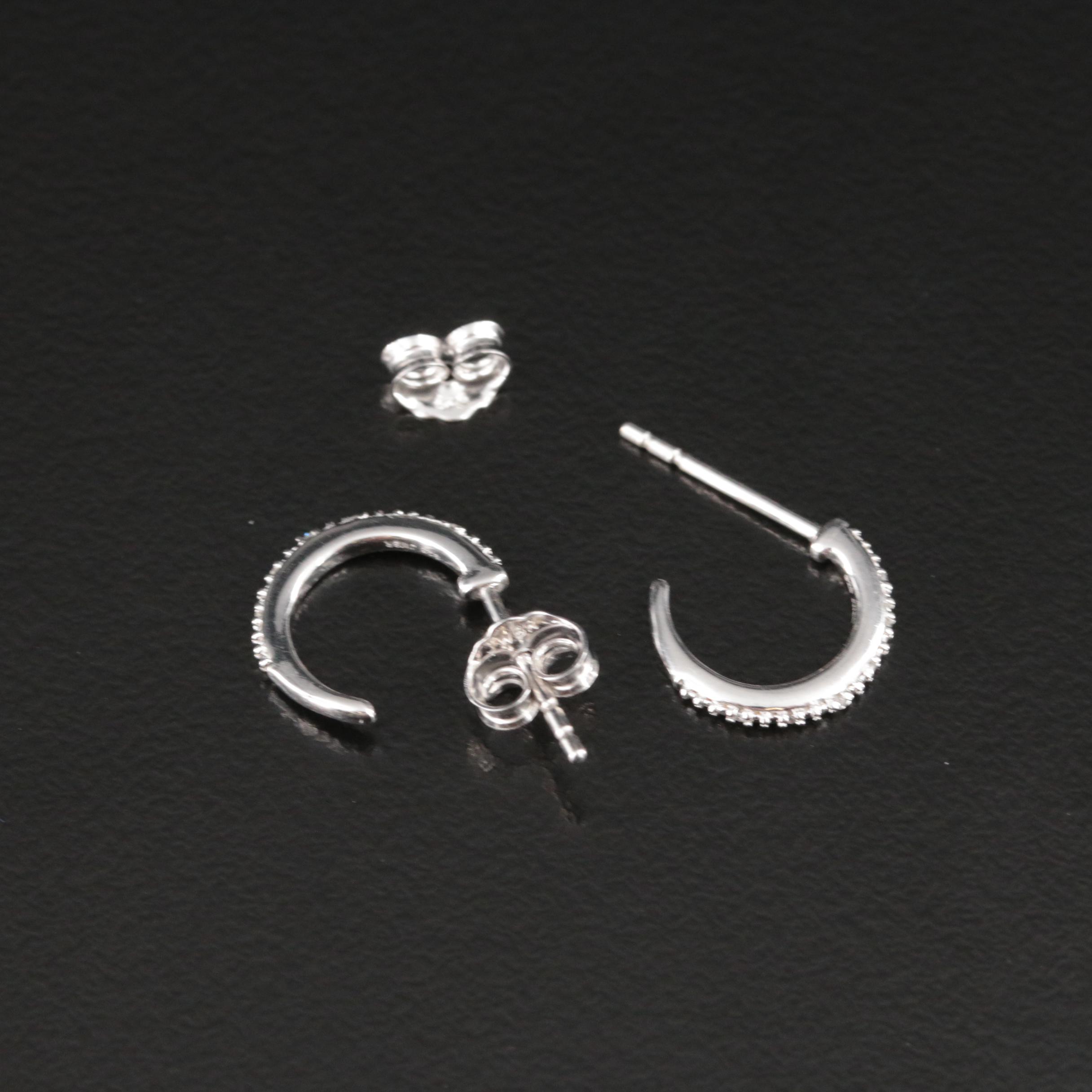 Sterling Diamond Hoop Earrings
