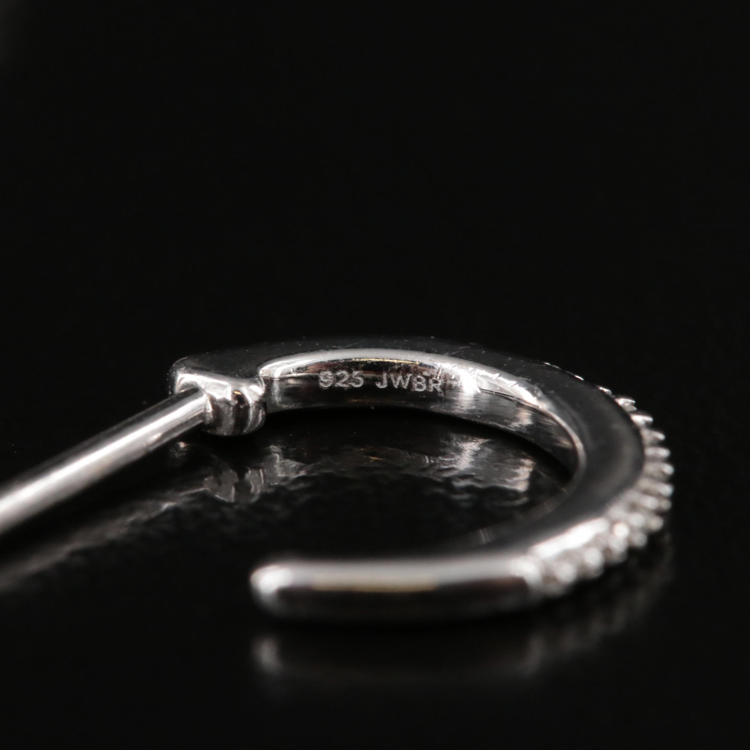 Sterling Diamond Hoop Earrings