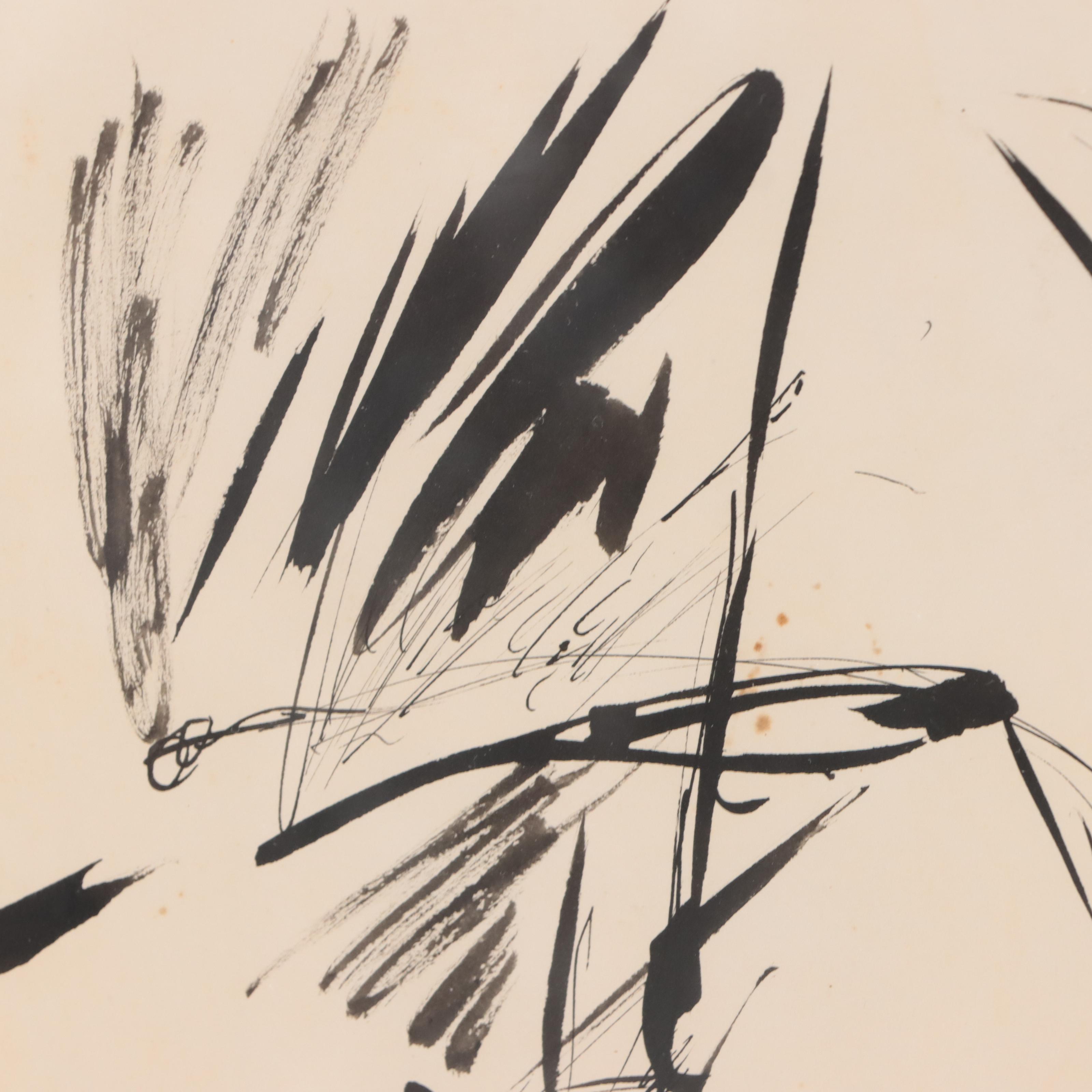 Harry Hilson Abstract Ink Painting, 1961