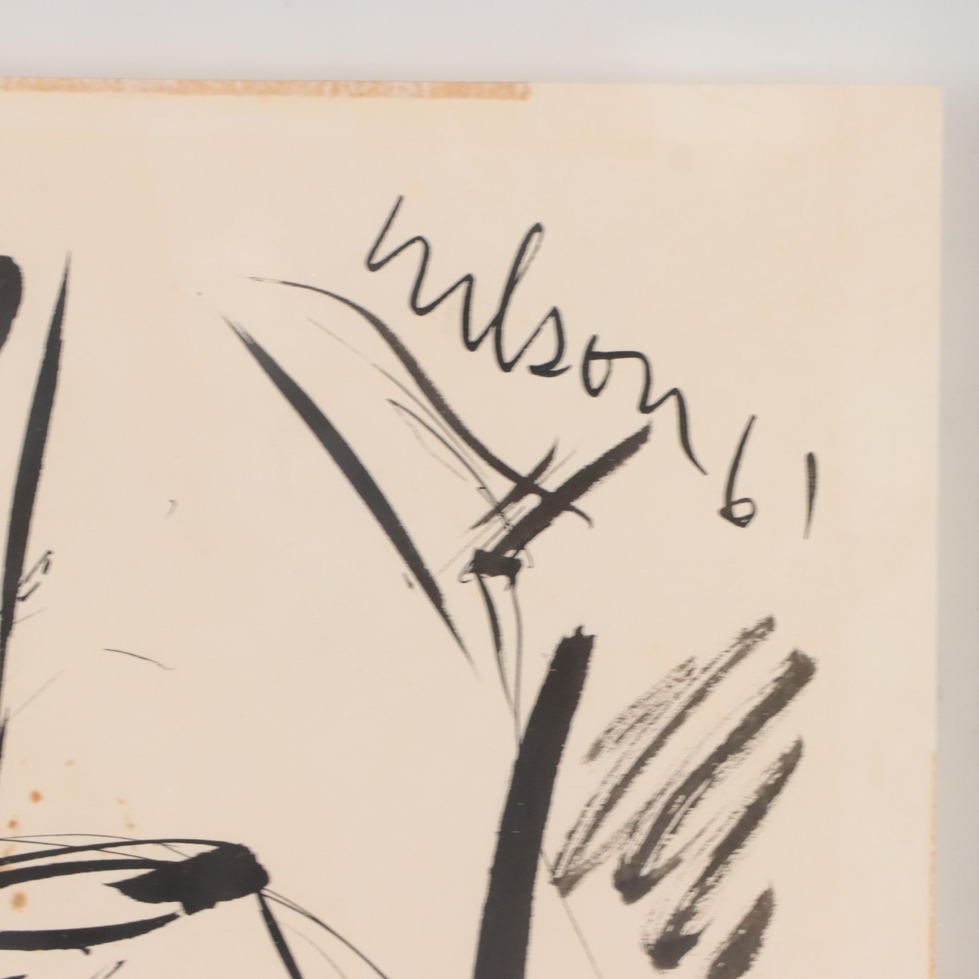 Harry Hilson Abstract Ink Painting, 1961