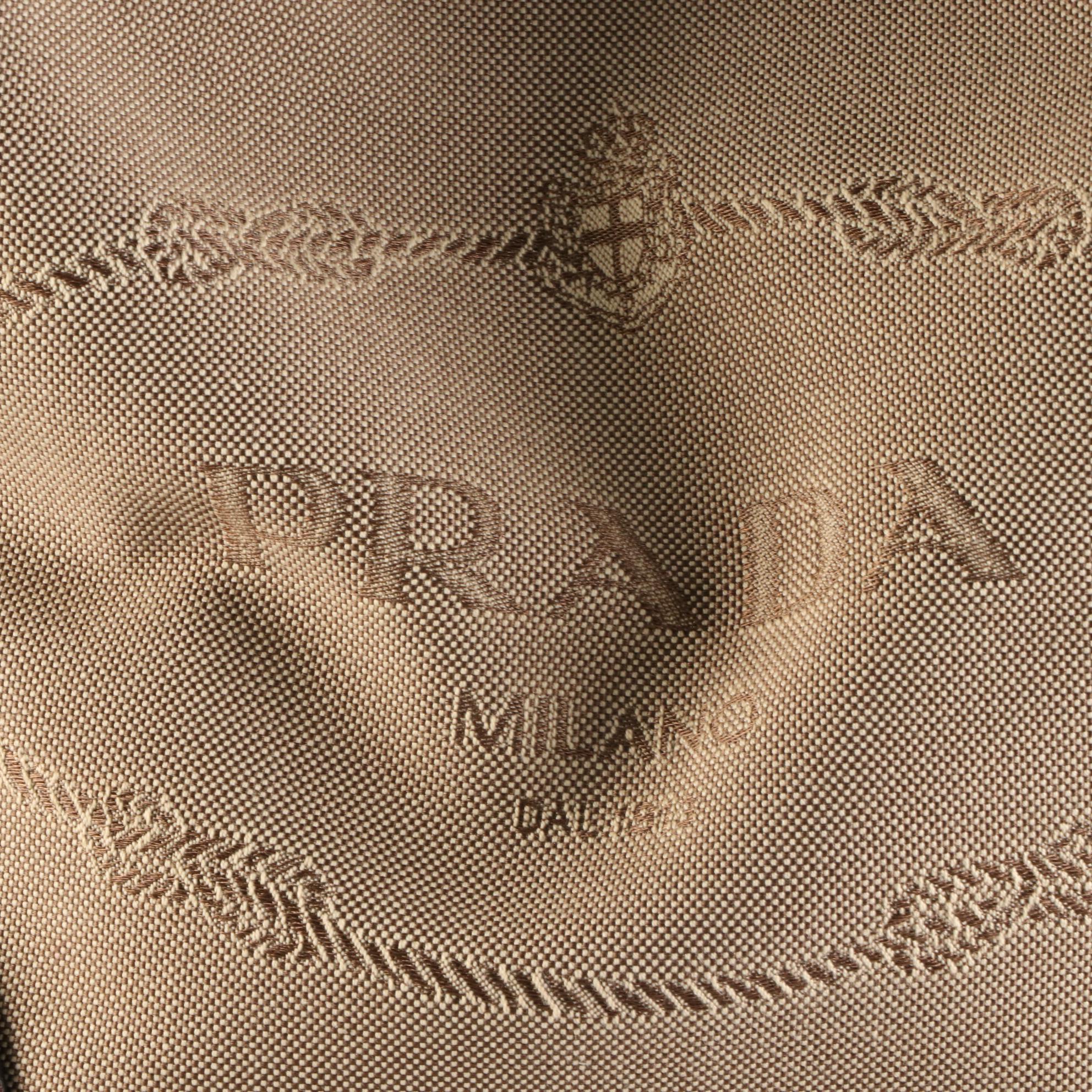 Prada Canapa Logo Canvas and Brown Leather Shoulder Bag