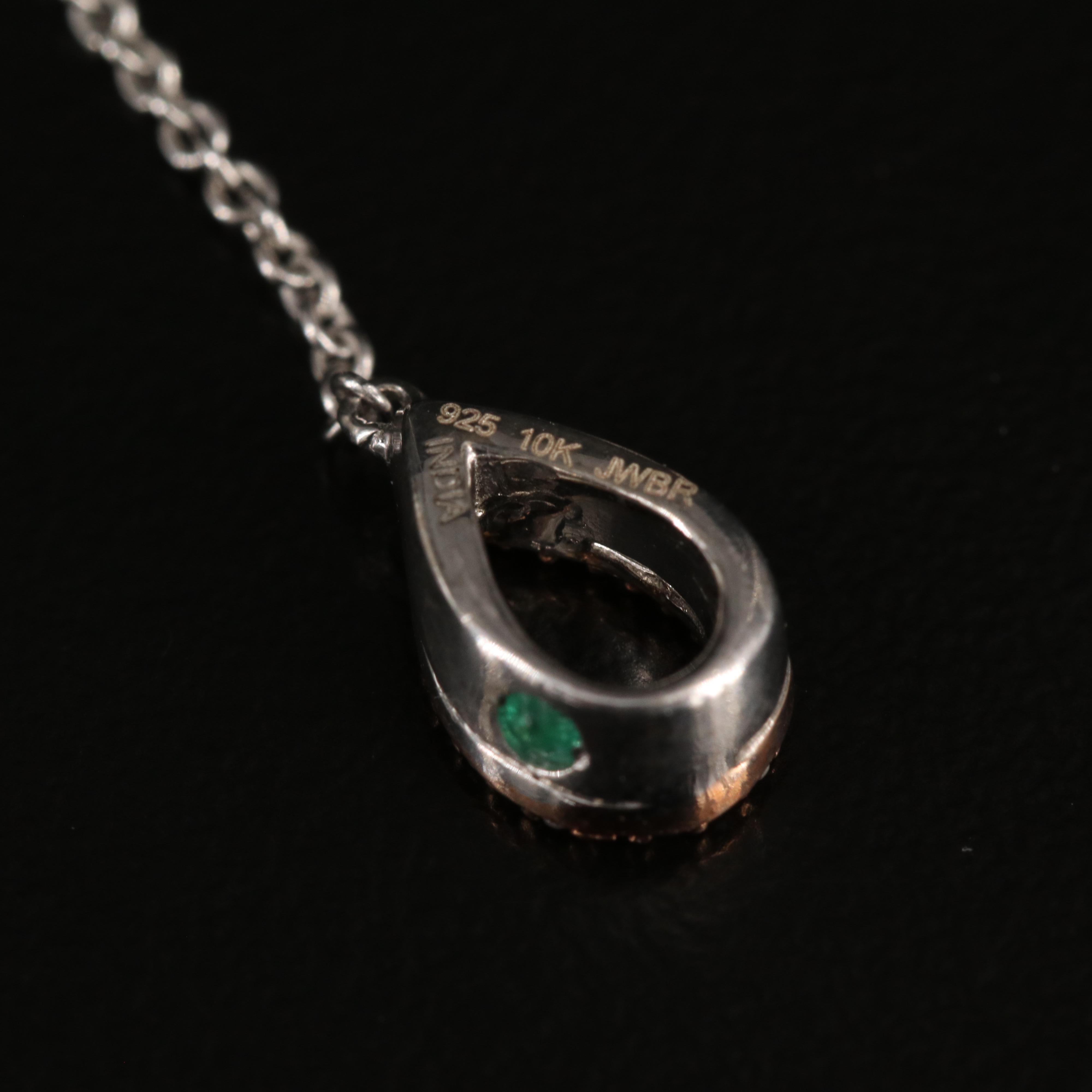 Sterling Diamond Teardrop Threader Earrings with 10K Rose Gold Accents