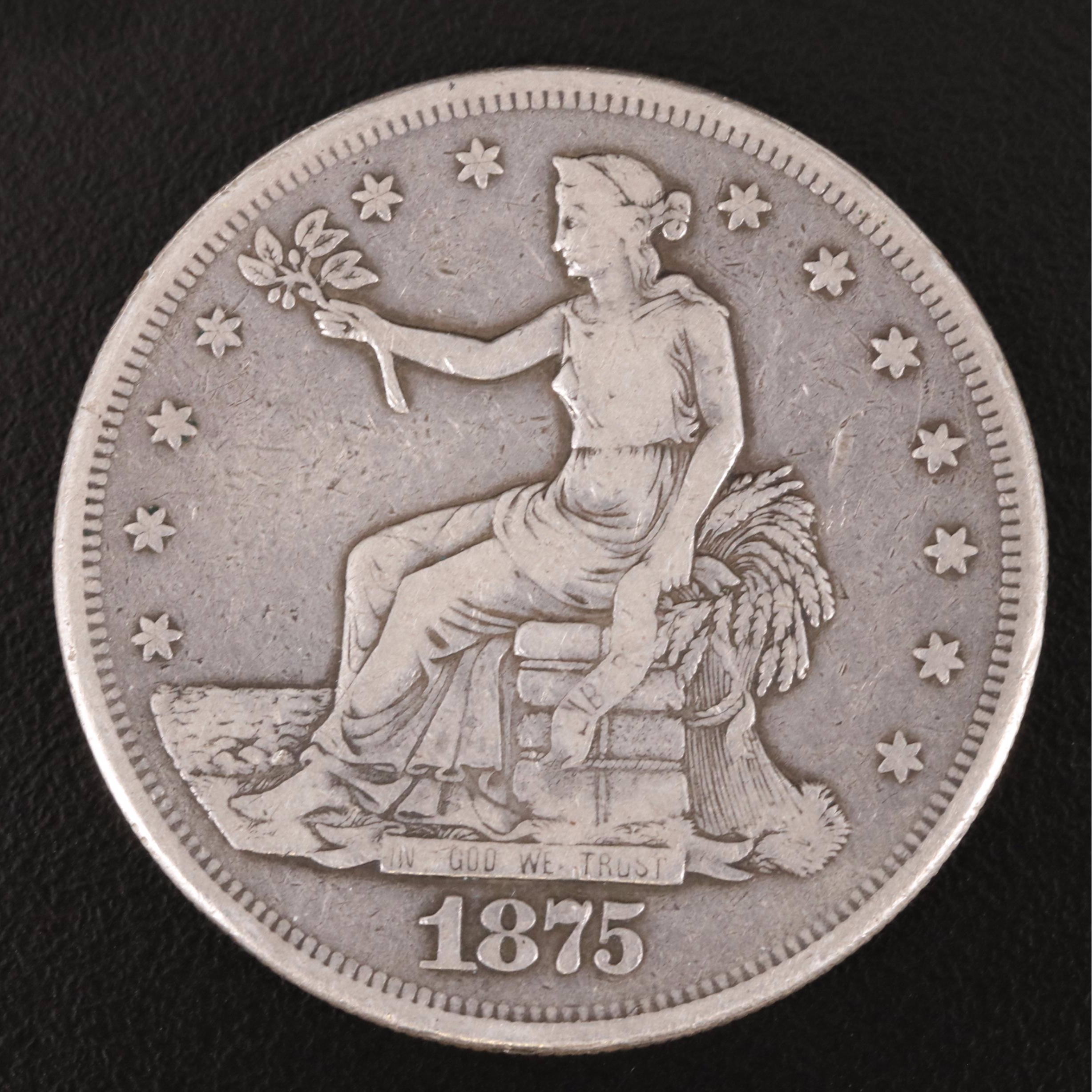 1875-CC Trade Silver Dollar
