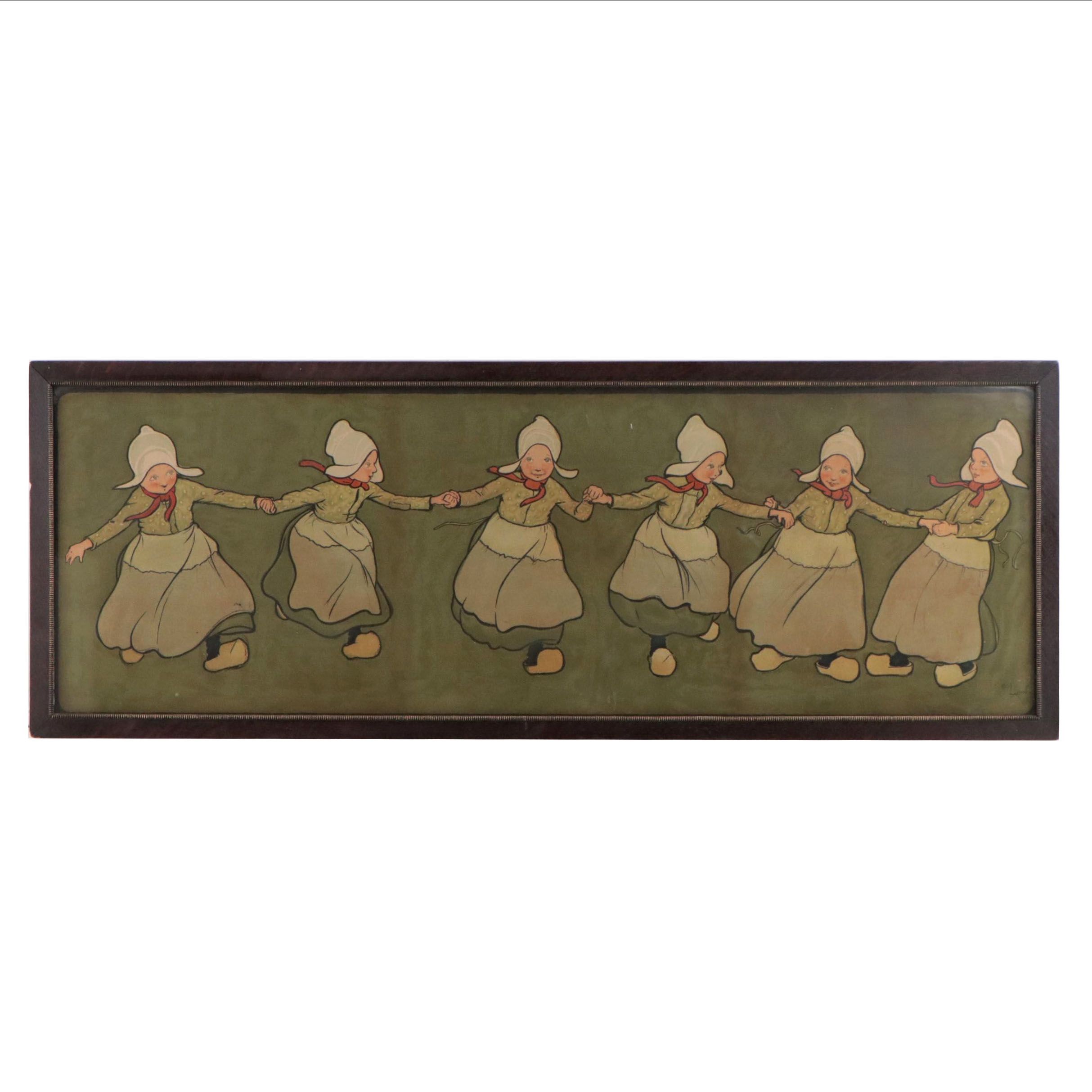 Cecil Aldin Lithograph of Dutch Children
