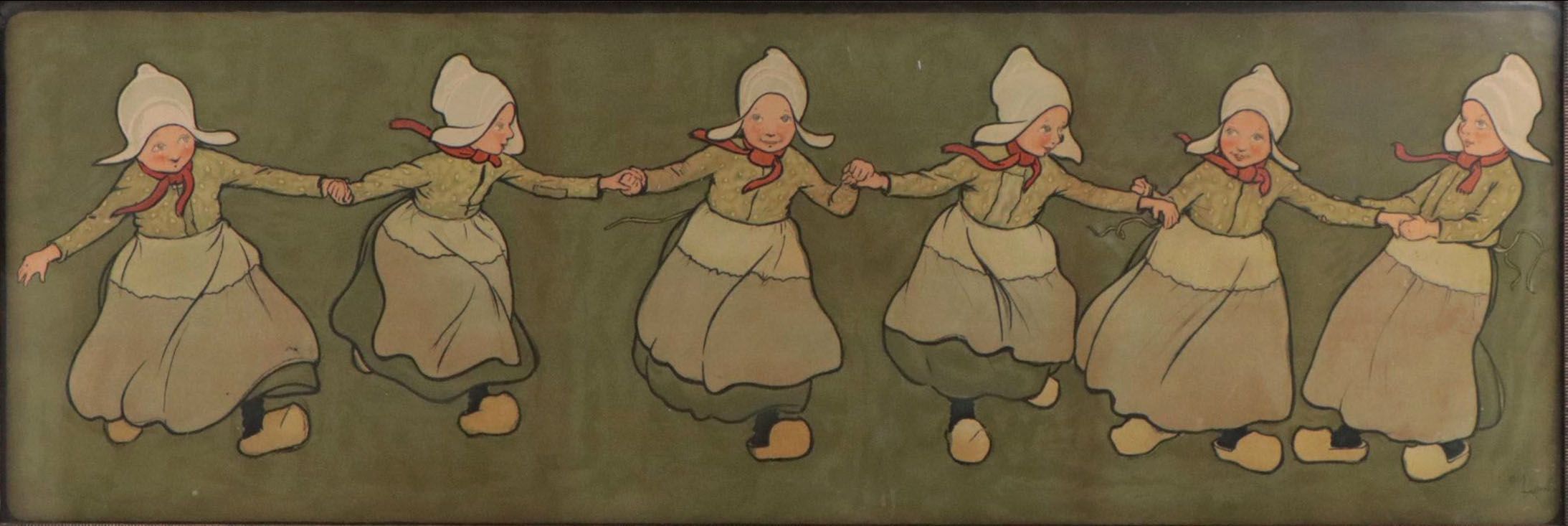 Cecil Aldin Lithograph of Dutch Children