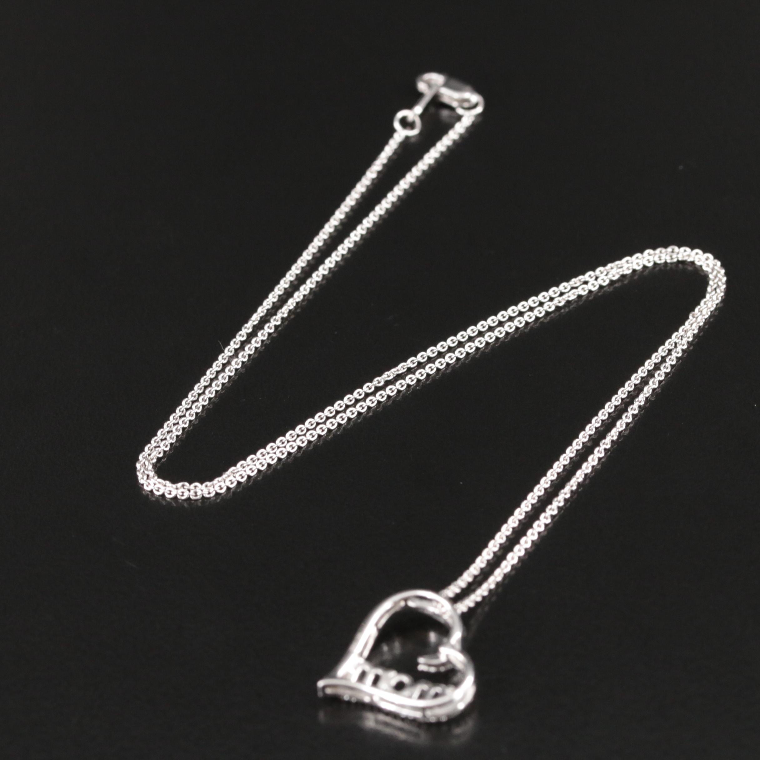 Sterling Diamond "Mom" Heart Necklace