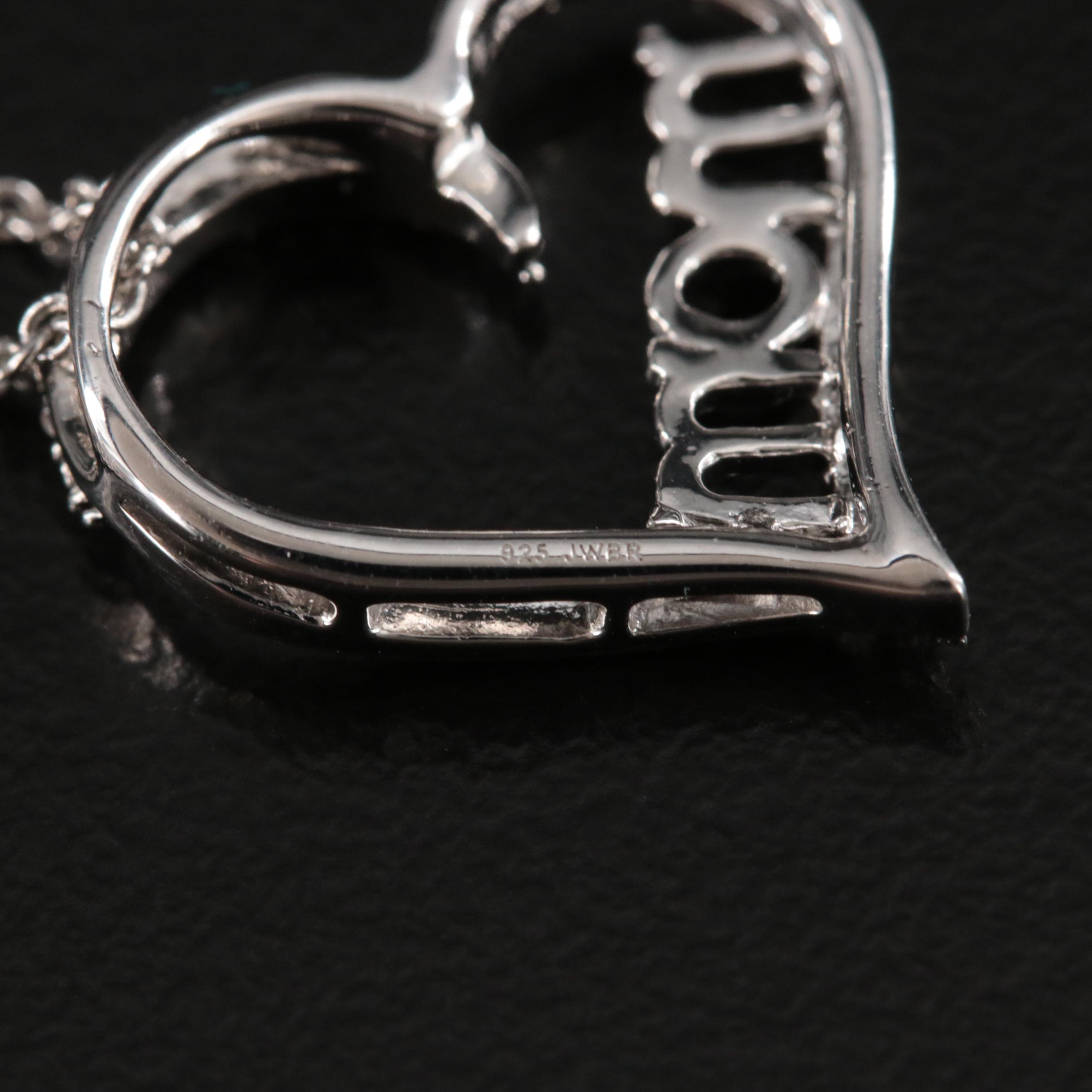 Sterling Diamond "Mom" Heart Necklace