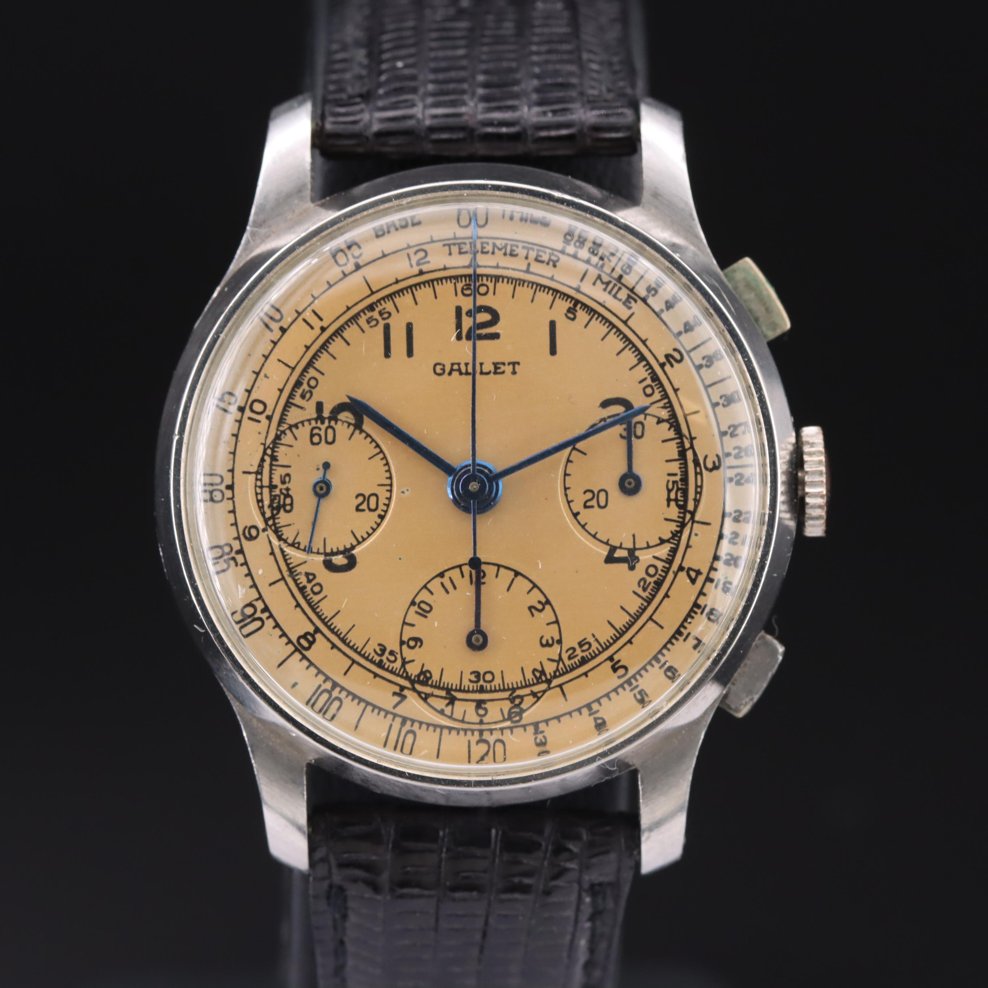 Vintage Gallet Three Registers Chronograph Watch