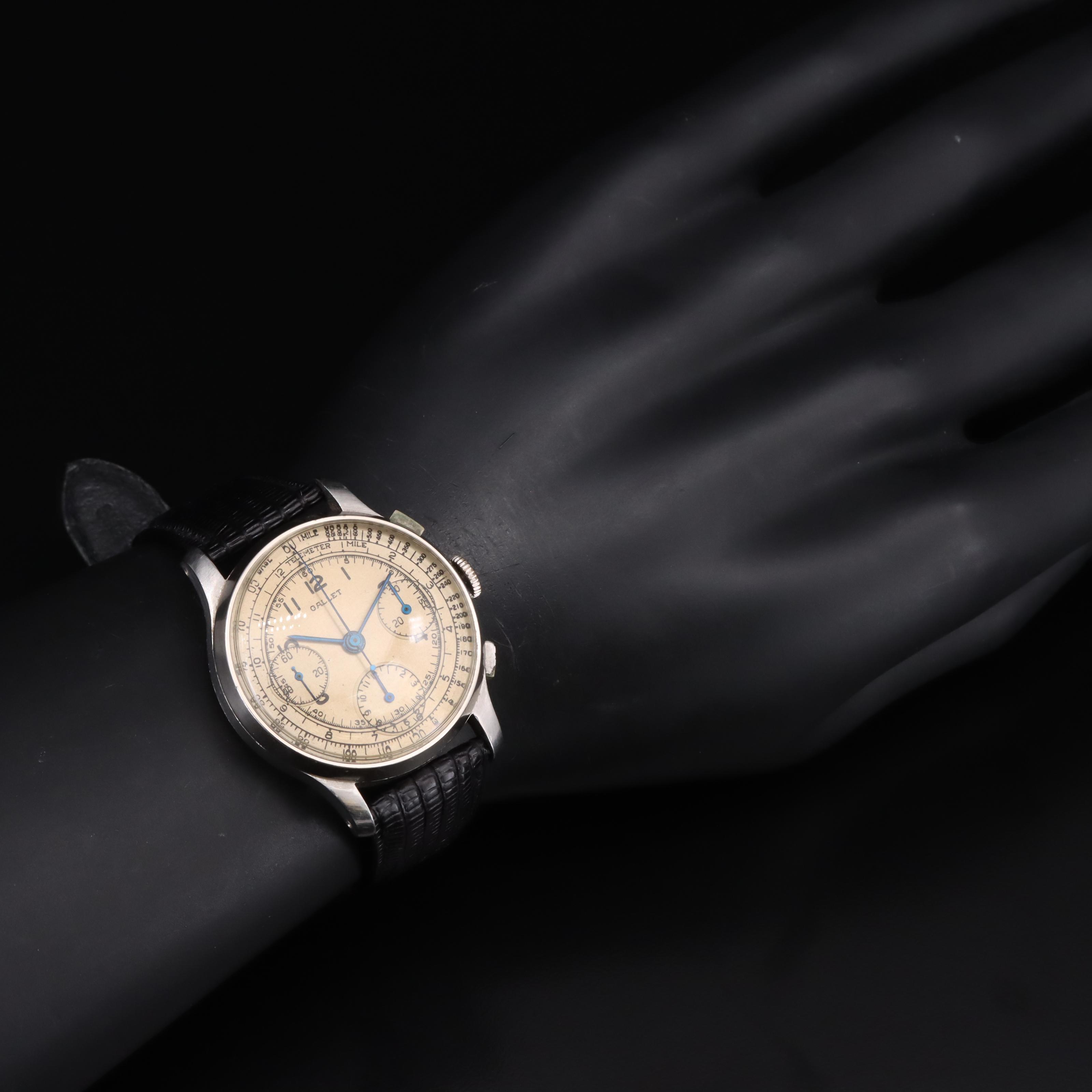 Vintage Gallet Three Registers Chronograph Watch