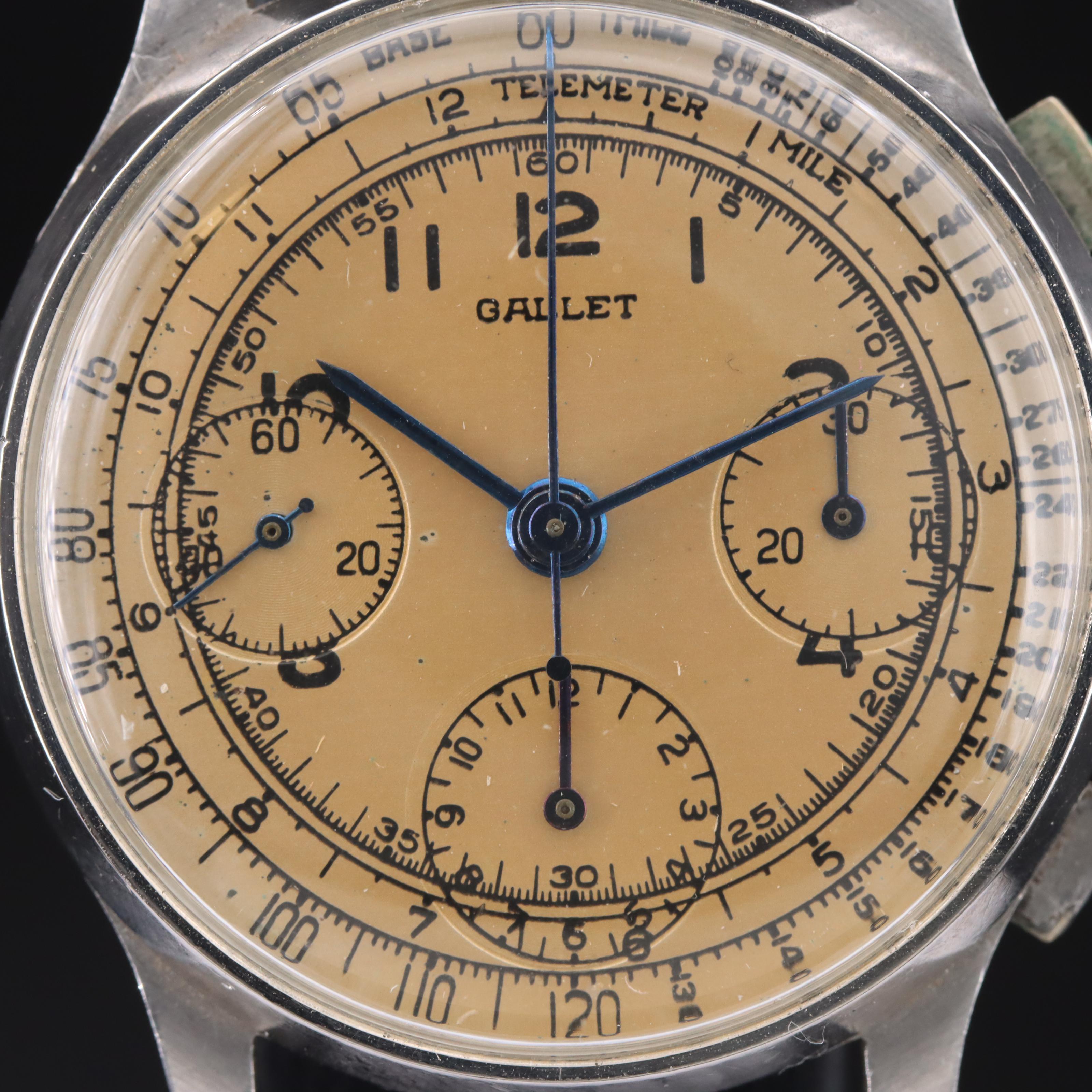 Vintage Gallet Three Registers Chronograph Watch