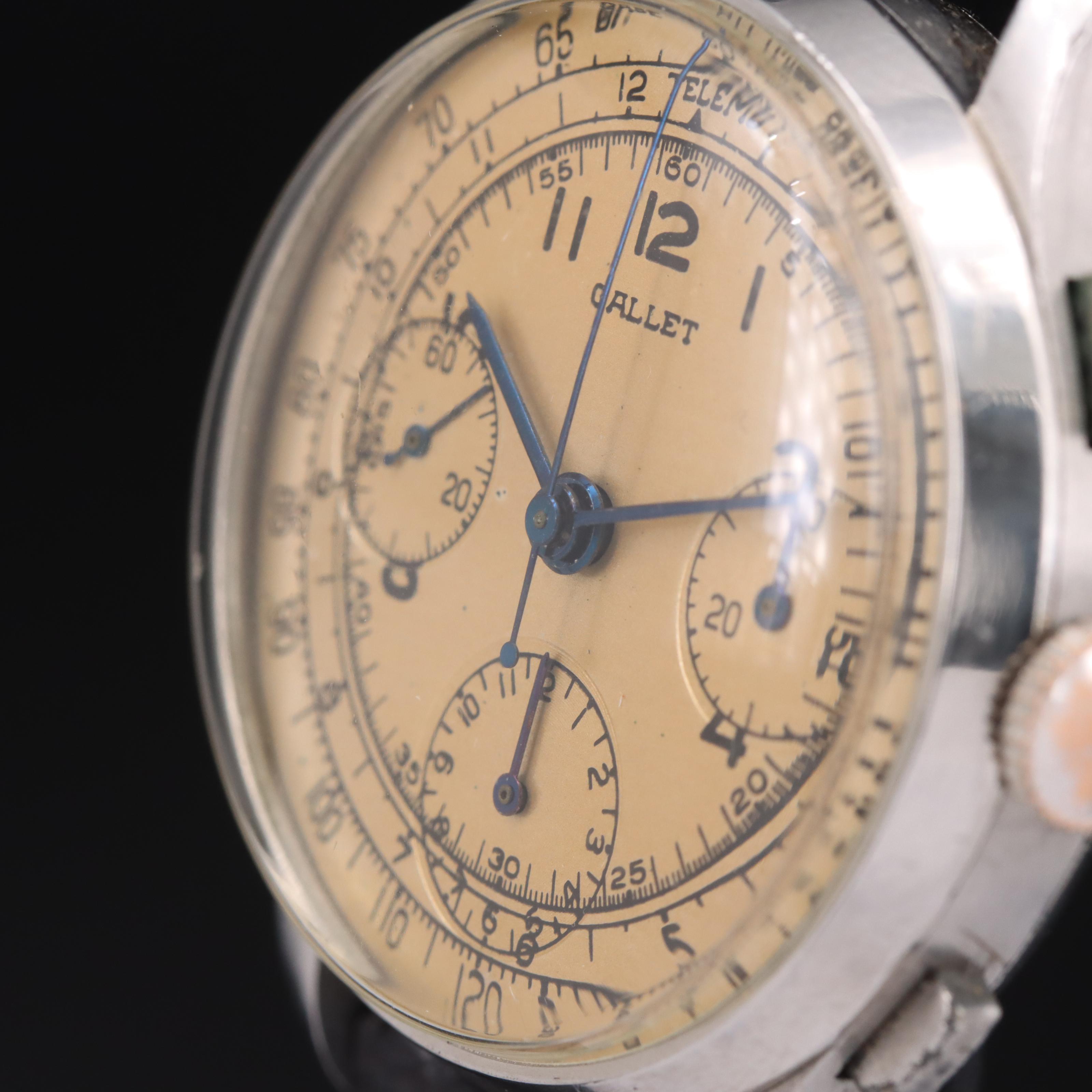 Vintage Gallet Three Registers Chronograph Watch