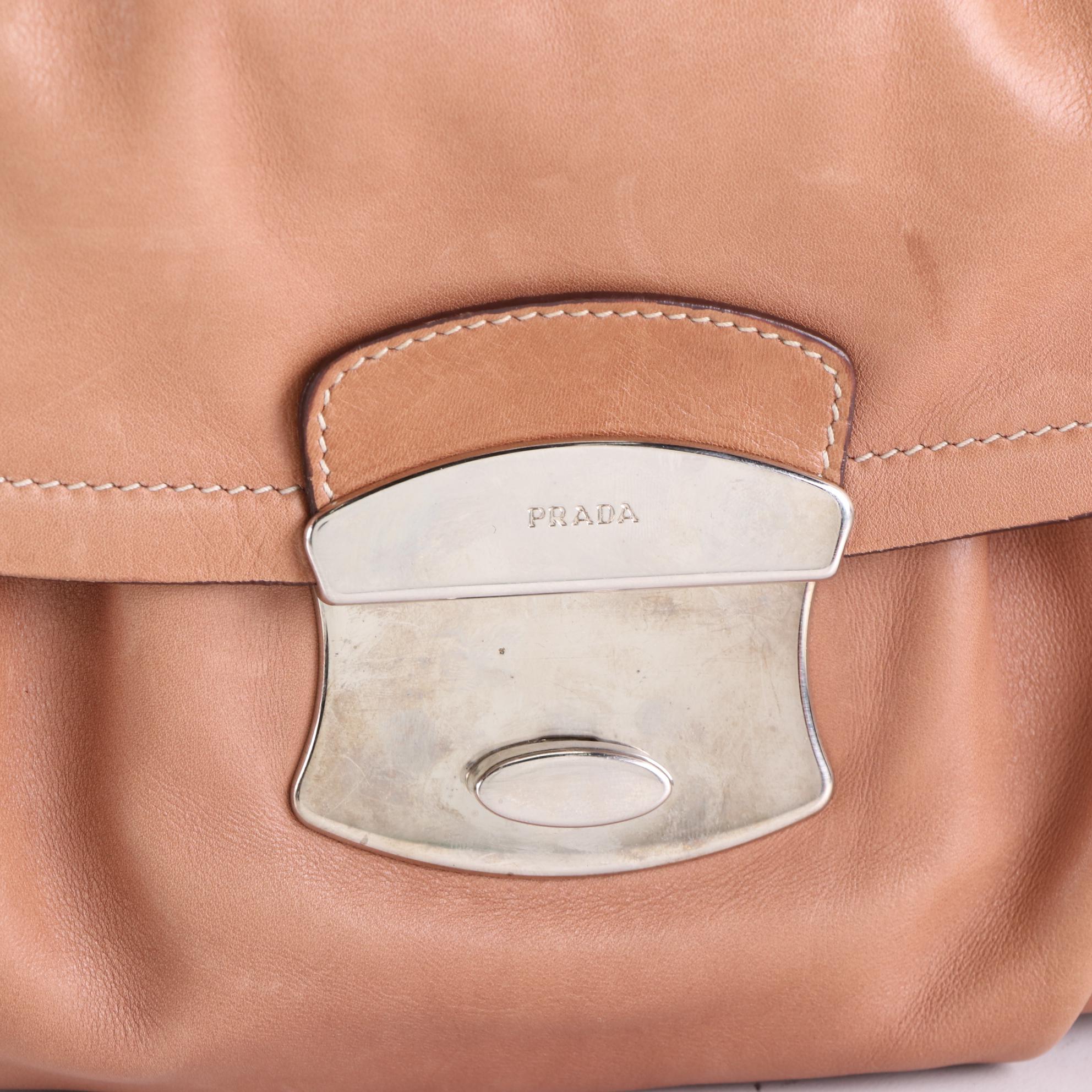 Prada Pleated Shoulder Bag in Leather