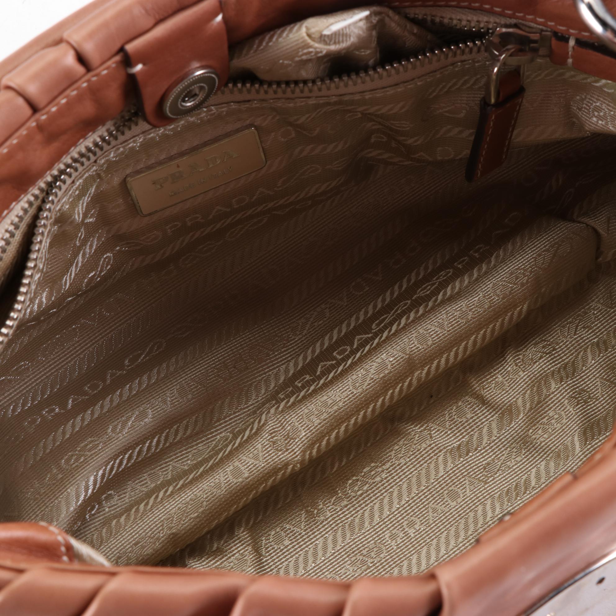 Prada Pleated Shoulder Bag in Leather