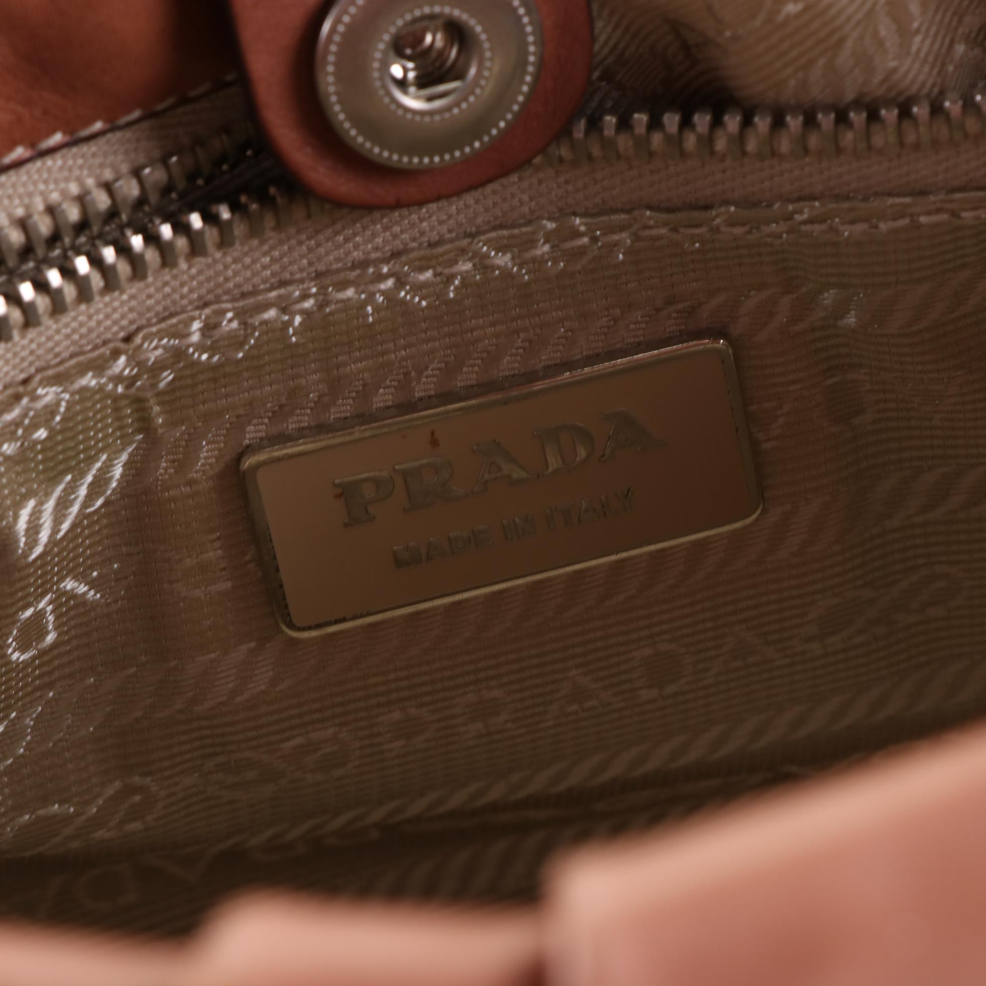 Prada Pleated Shoulder Bag in Leather
