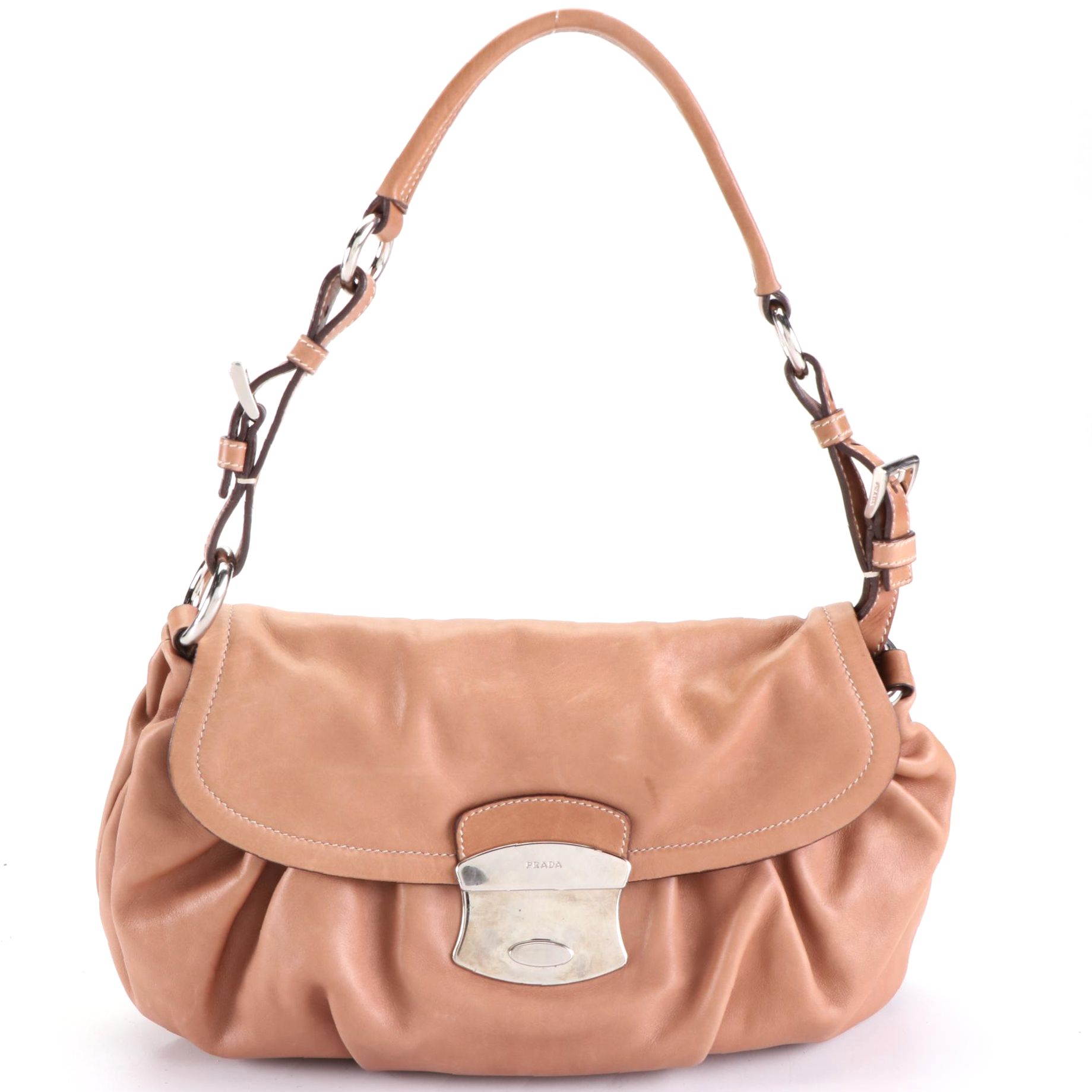 Prada Pleated Shoulder Bag in Leather