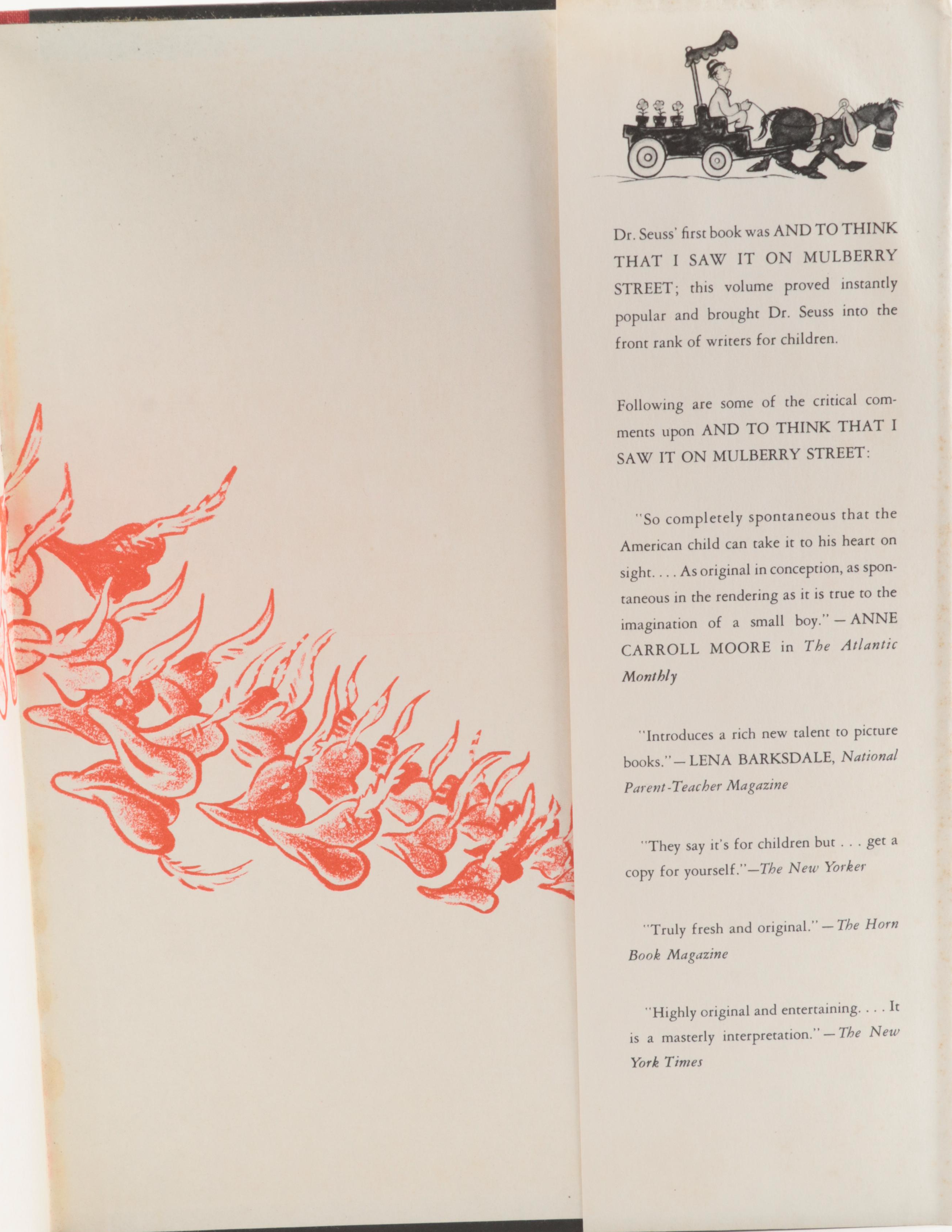 Early Printing "The 500 Hats of Bartholomew Cubbins" by Dr. Seuss, 1938