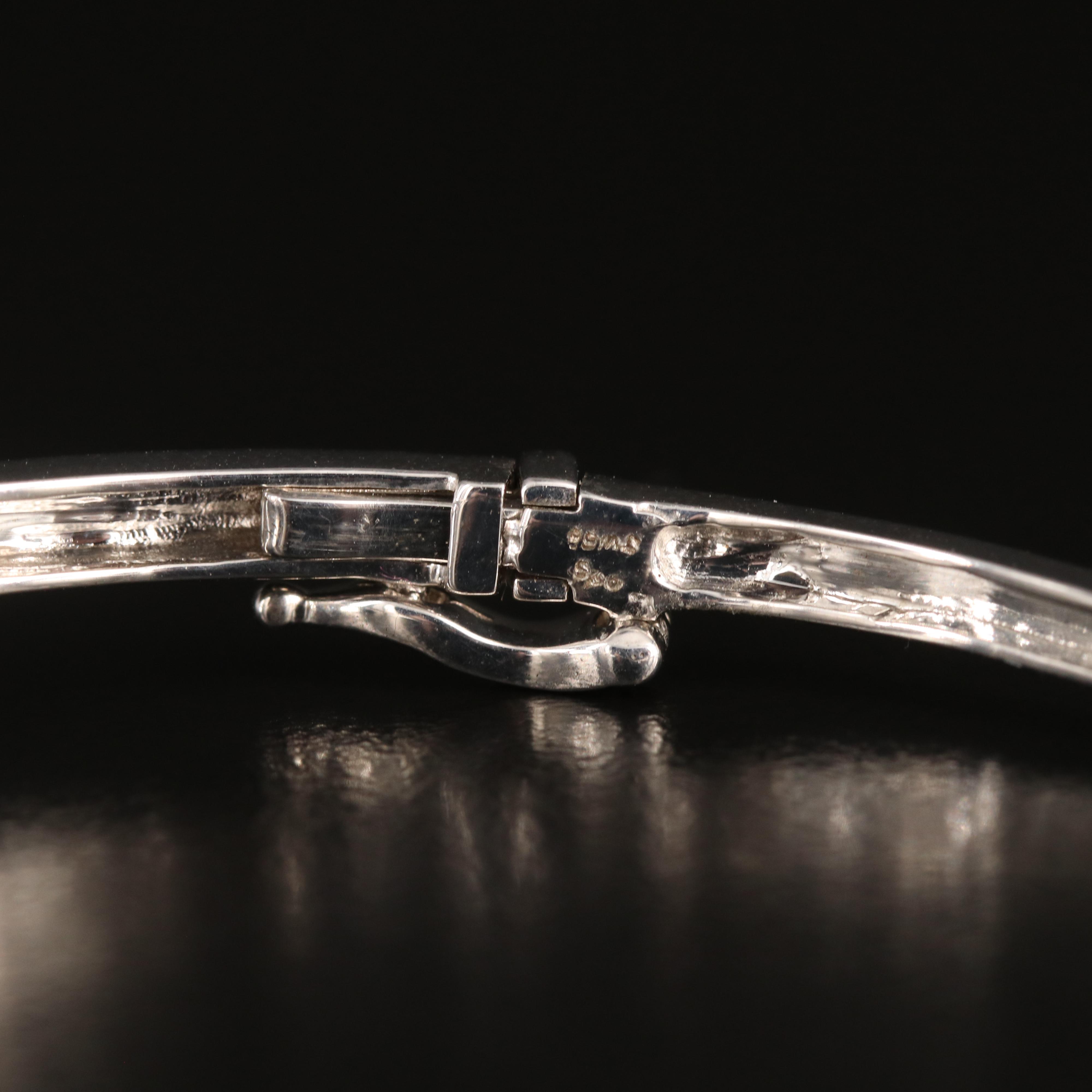 Sterling Diamond Ribbon Hinged Bangle