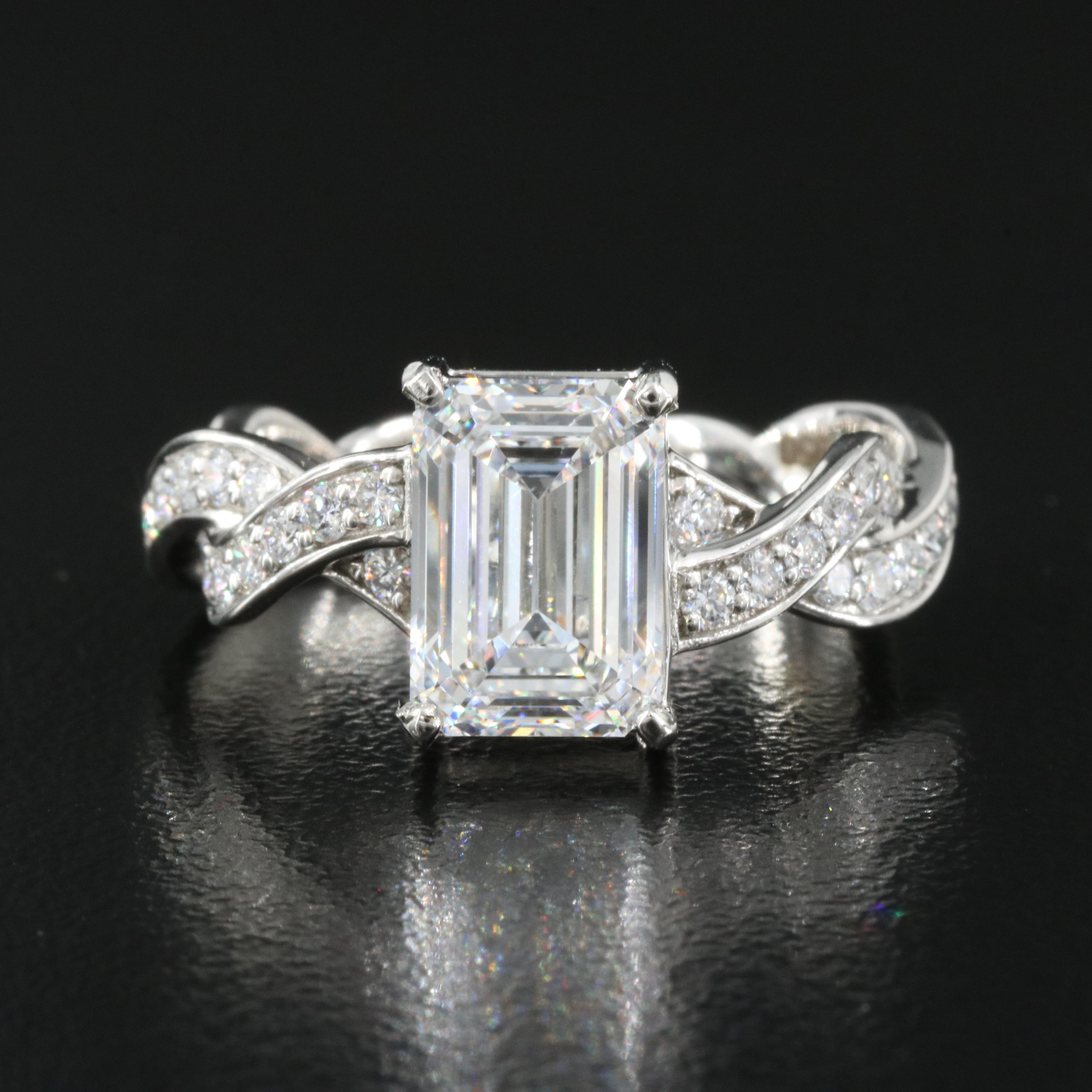 Platinum 3.21 CTW Lab Grown Diamond Ring with IGI Report