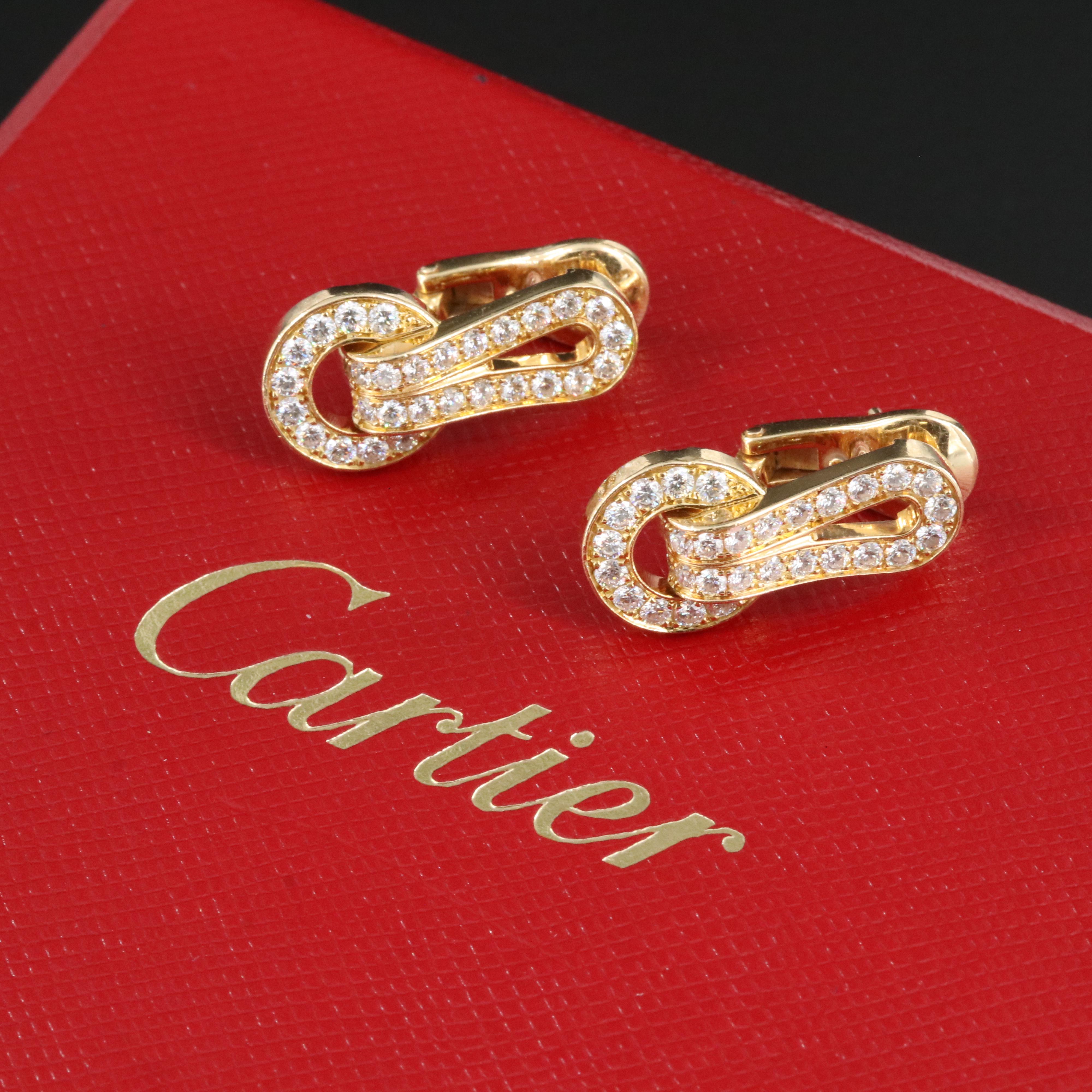 Cartier "Agrafe" 18K 1.16 CTW Diamond Earrings